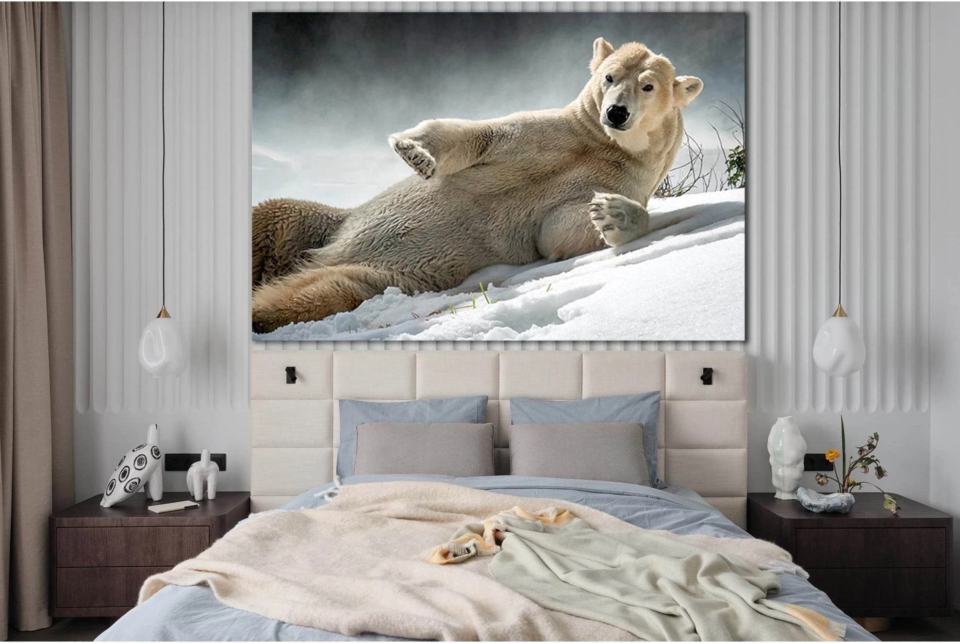 Beautiful Polar Bear Lies On The Snow №SL1540 Ready to Hang Canvas PrintCanvas art arrives ready to hang, with hanging accessories included and no additional framing required. Every canvas print is hand-crafted, made on-demand at our workshop and expertly