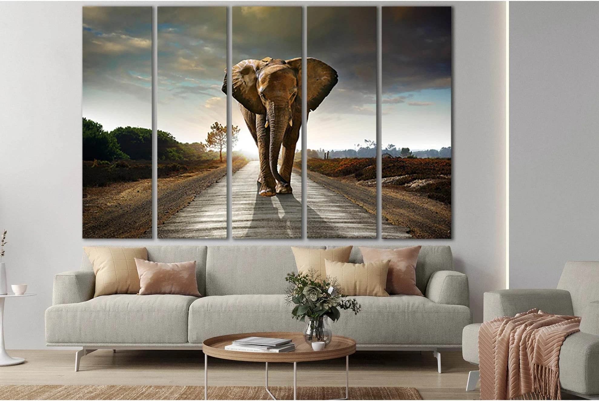 Elephant On The Road №SL1555 Ready to Hang Canvas PrintCanvas art arrives ready to hang, with hanging accessories included and no additional framing required. Every canvas print is hand-crafted, made on-demand at our workshop and expertly stretched around