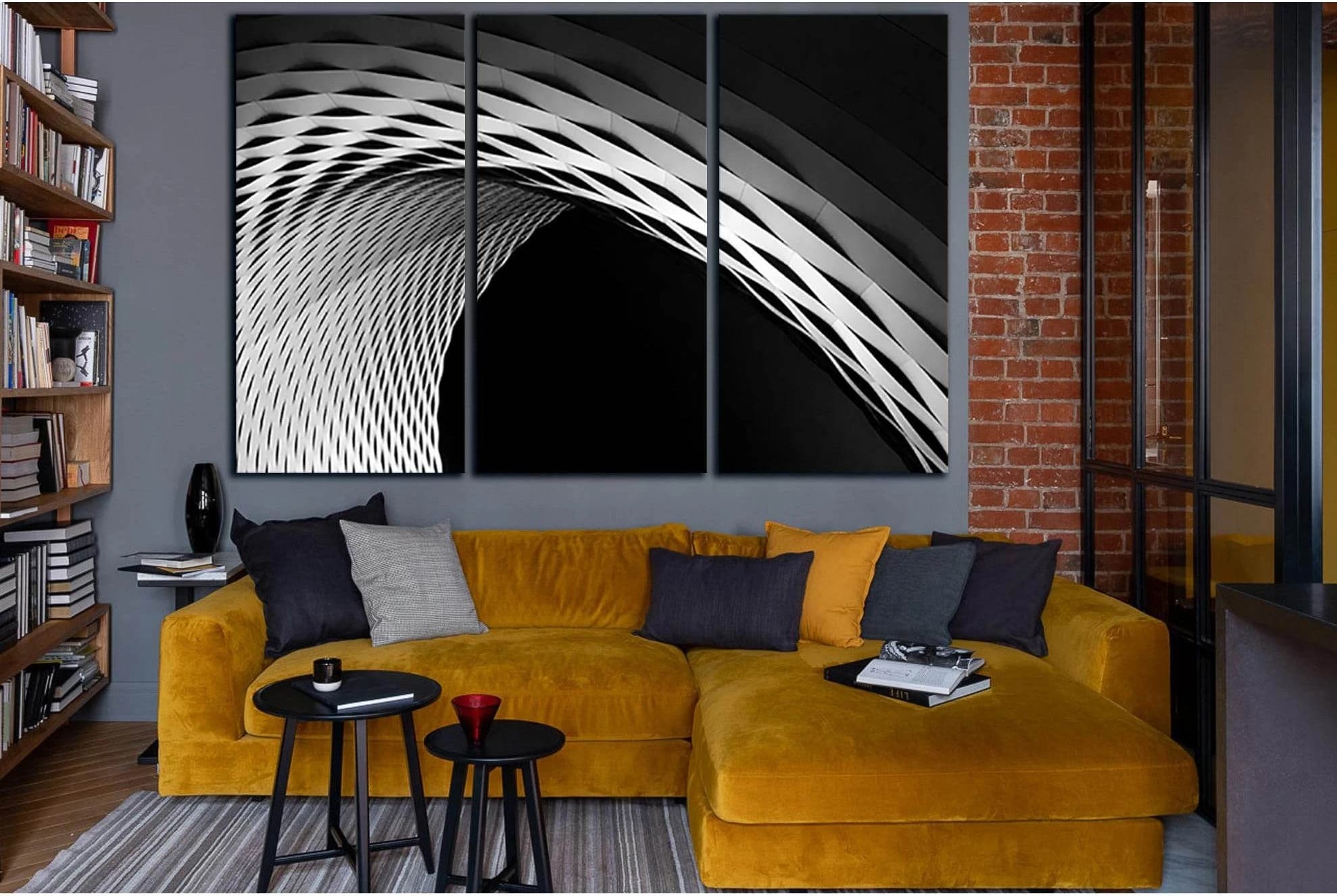 A Curve In A Latticework Facade №SL1411 Ready to Hang Canvas Print - Zellart Canvas Prints 0new, ALL_Products, Architecture