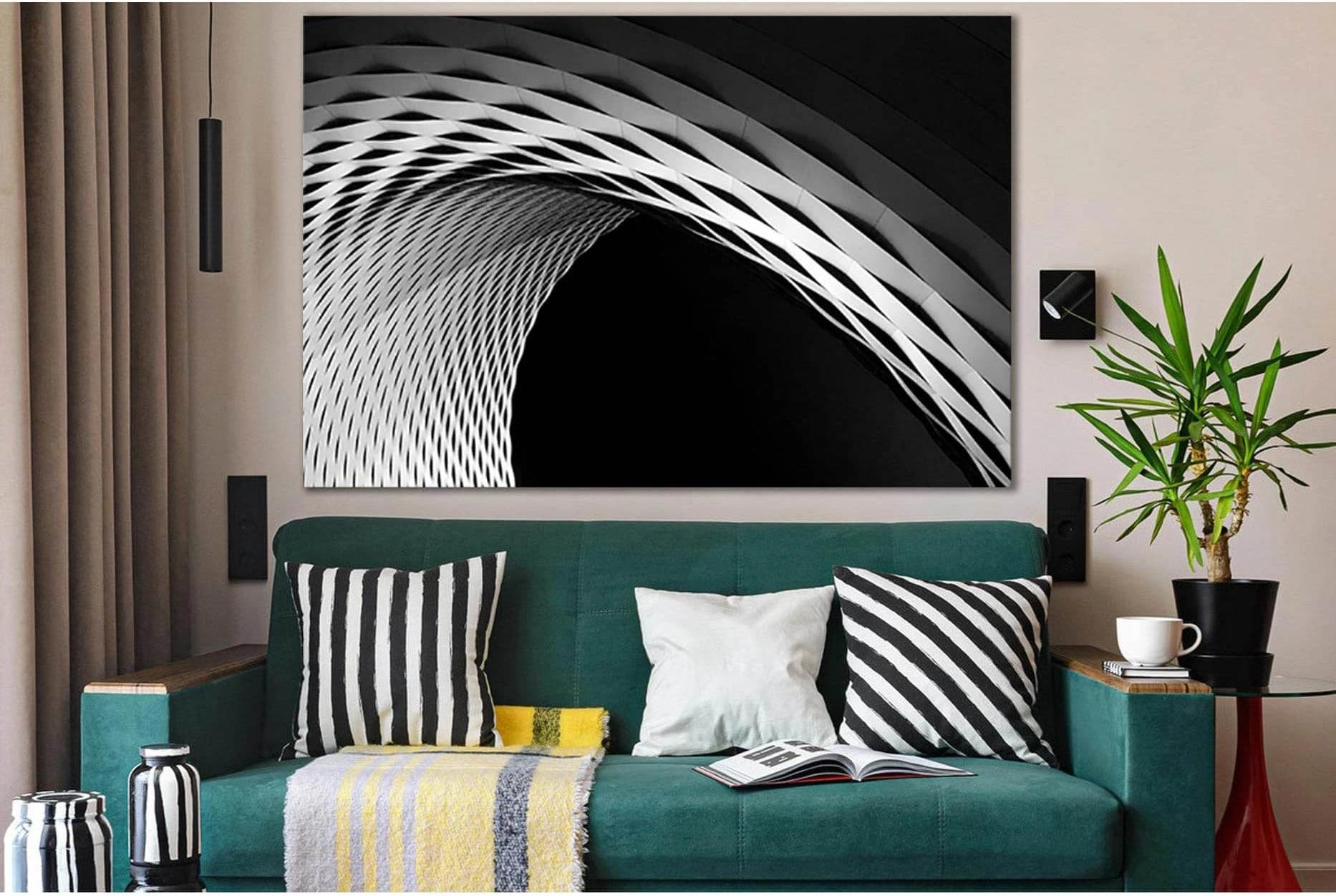 A Curve In A Latticework Facade №SL1411 Ready to Hang Canvas Print - Zellart Canvas Prints 0new, ALL_Products, Architecture