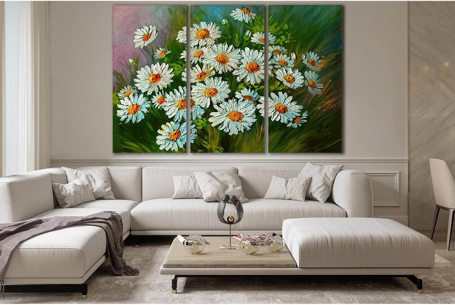 Abstract Illustration Of Flowers Daisies №SL590 Ready to Hang Canvas Print - Zellart Canvas Prints 0new, ALL_Products, Oil Painting Wall Art
