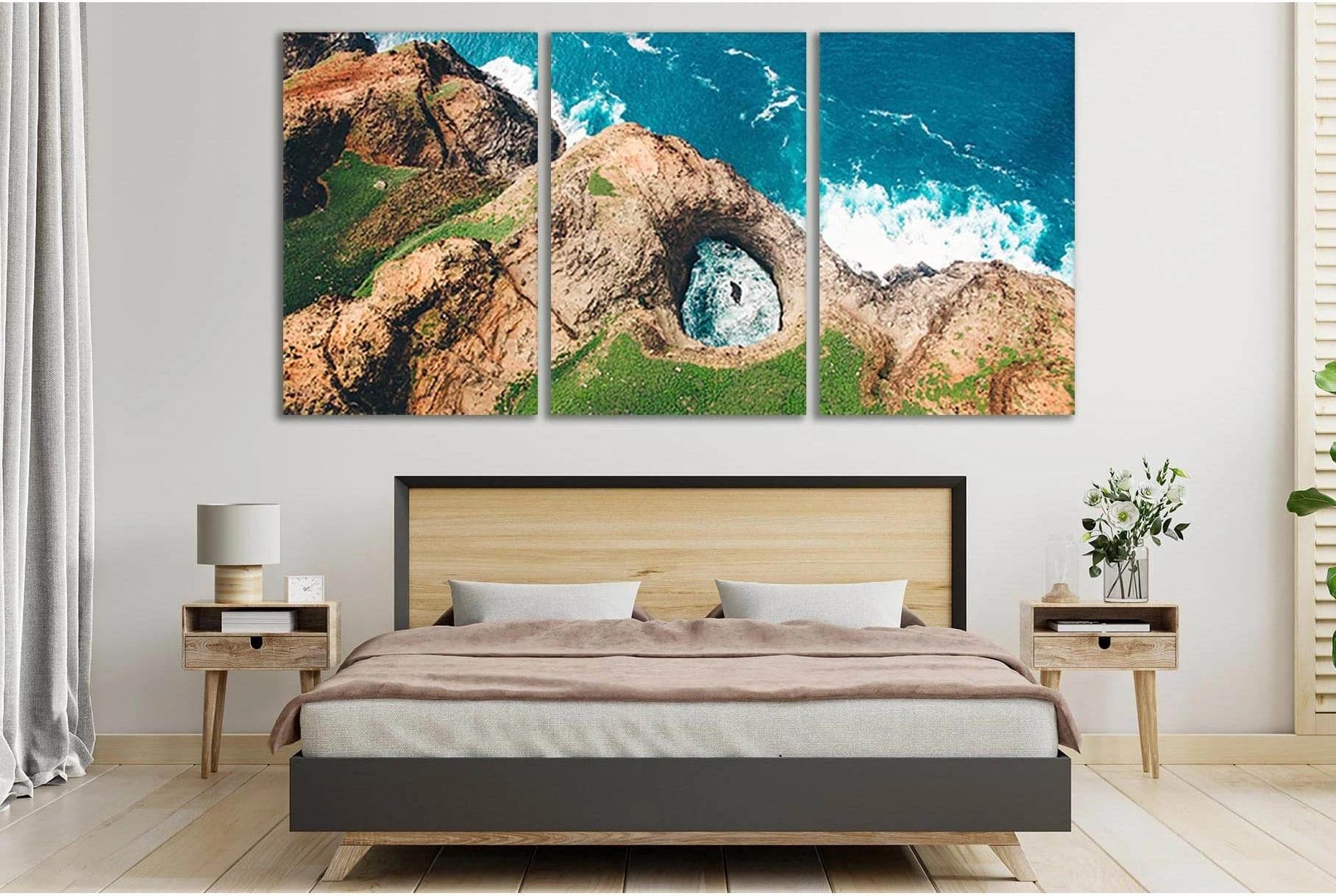 Aerial Landscape Rocky Ocean Shore №SL204 Ready to Hang Canvas Print - Zellart Canvas Prints 0new, ALL_Products, Beach Ocean & Waves