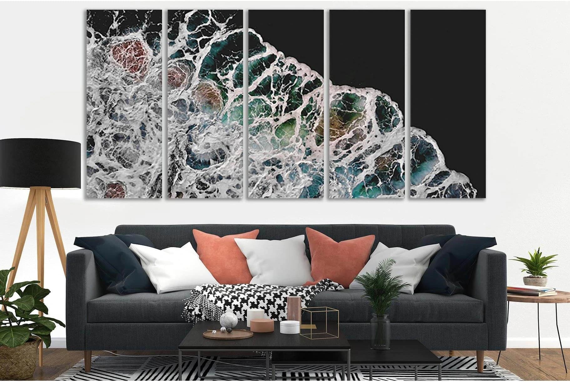 Aerial Ocean Waves №SL174 Ready to Hang Canvas Print - Zellart Canvas Prints 0new, ALL_Products, Beach Ocean & Waves