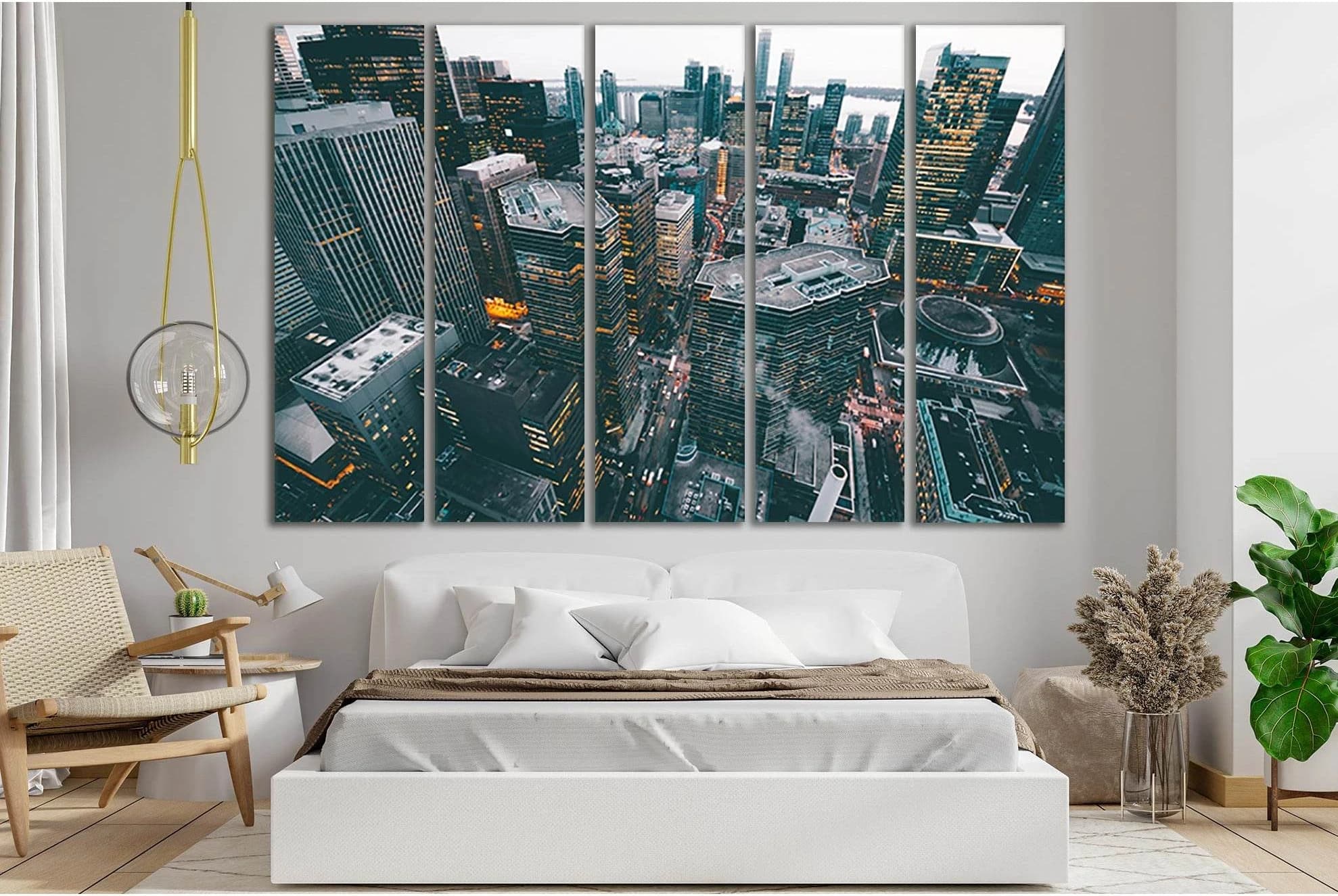 Aerial Photo Of City Commercial Buildings №SL326 Ready to Hang Canvas Print - Zellart Canvas Prints 0new, ALL_Products, Cityscapes & Skylines