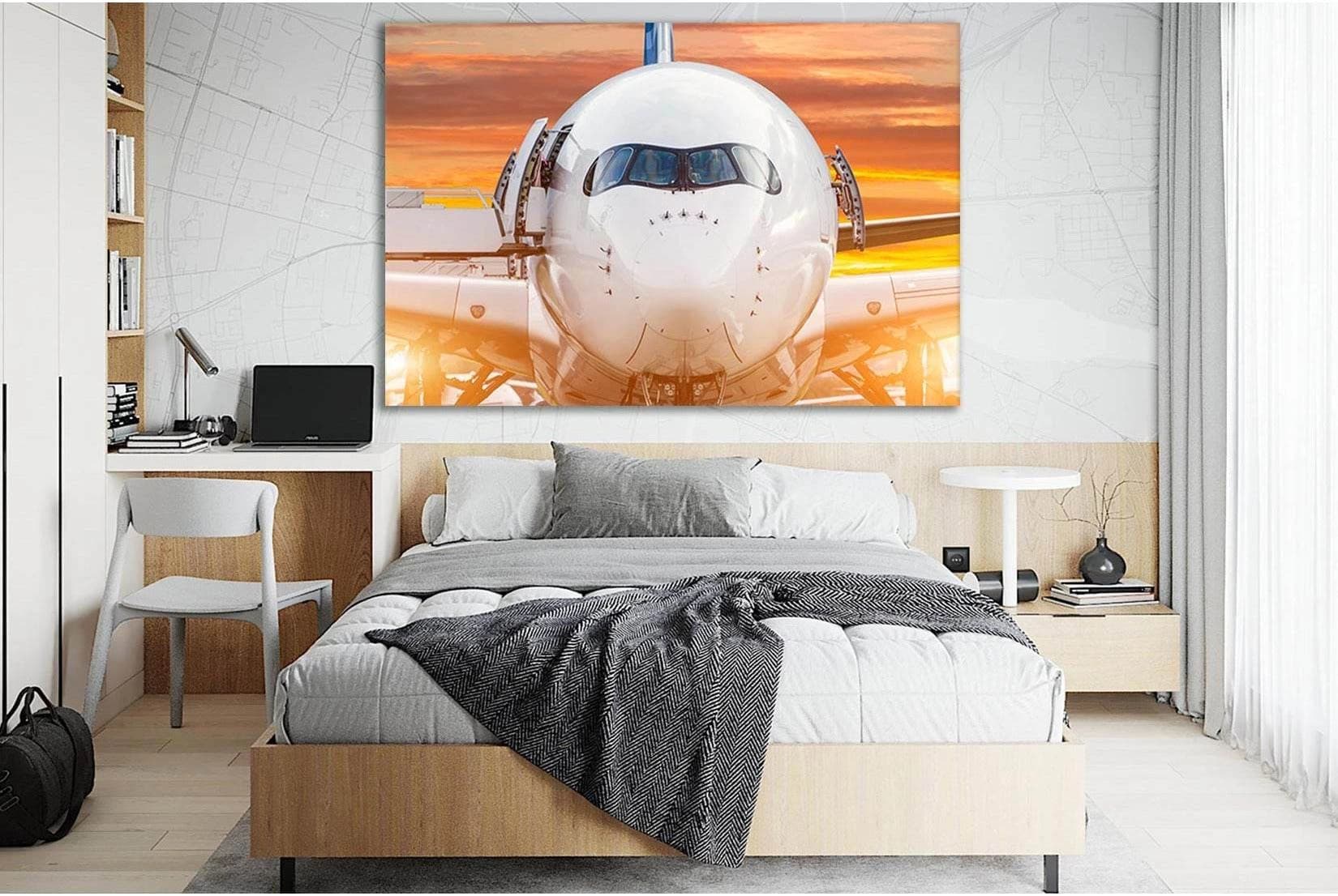 Airplane View From The Front Cockpit №SL758 Ready to Hang Canvas Print - Zellart Canvas Prints 0new, ALL_Products, Engine, Engines Wall Art