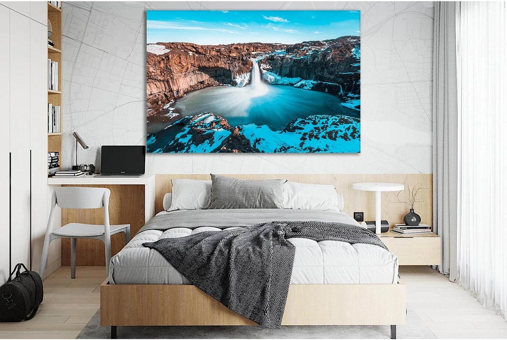 Aldeyjarfoss Beautiful Waterfall In Iceland №SL474 Ready to Hang Canvas Print - Zellart Canvas Prints 0new, ALL_Products, Waterfall, Waterfall Wall Art
