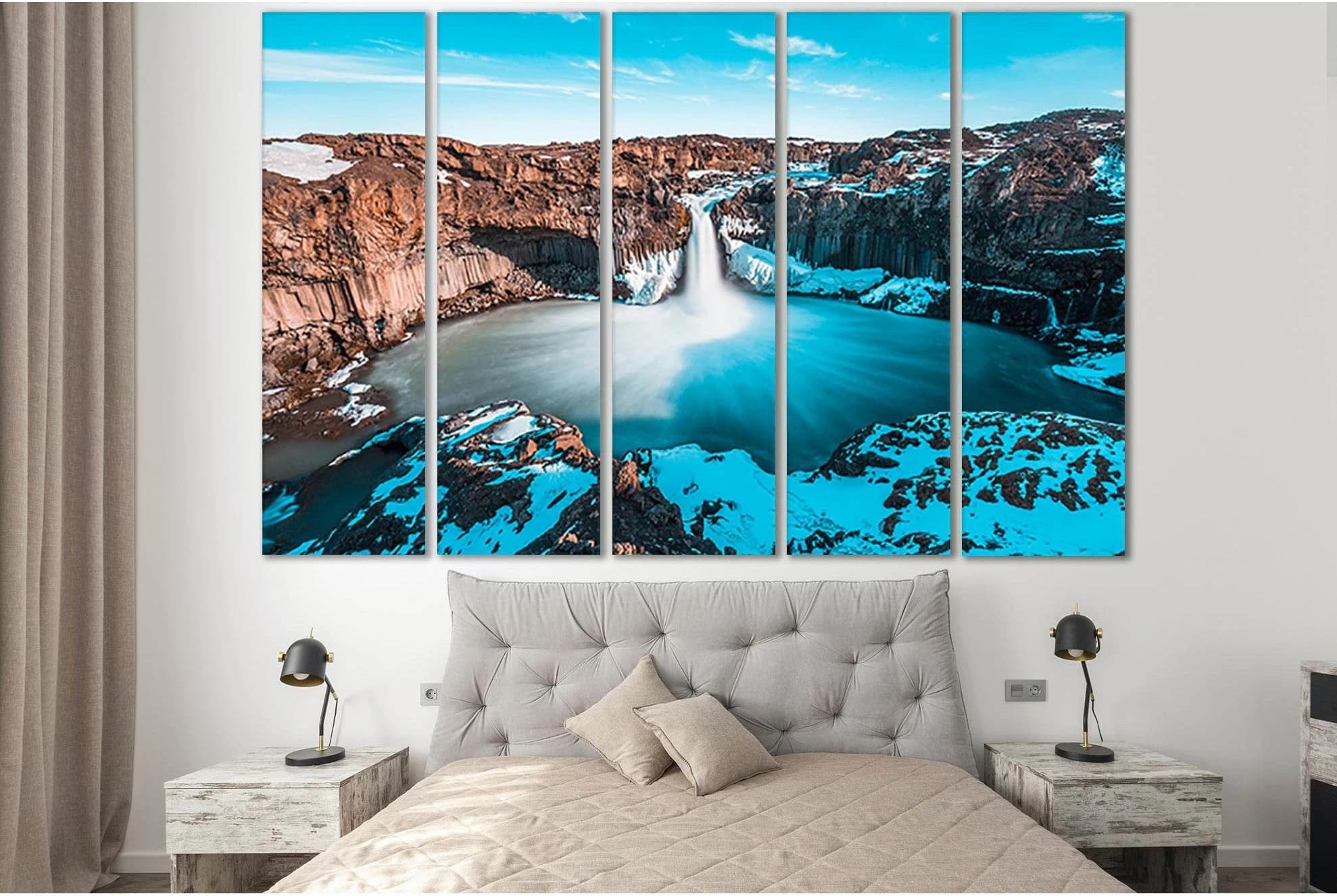 Aldeyjarfoss Beautiful Waterfall In Iceland №SL474 Ready to Hang Canvas Print - Zellart Canvas Prints 0new, ALL_Products, Waterfall, Waterfall Wall Art