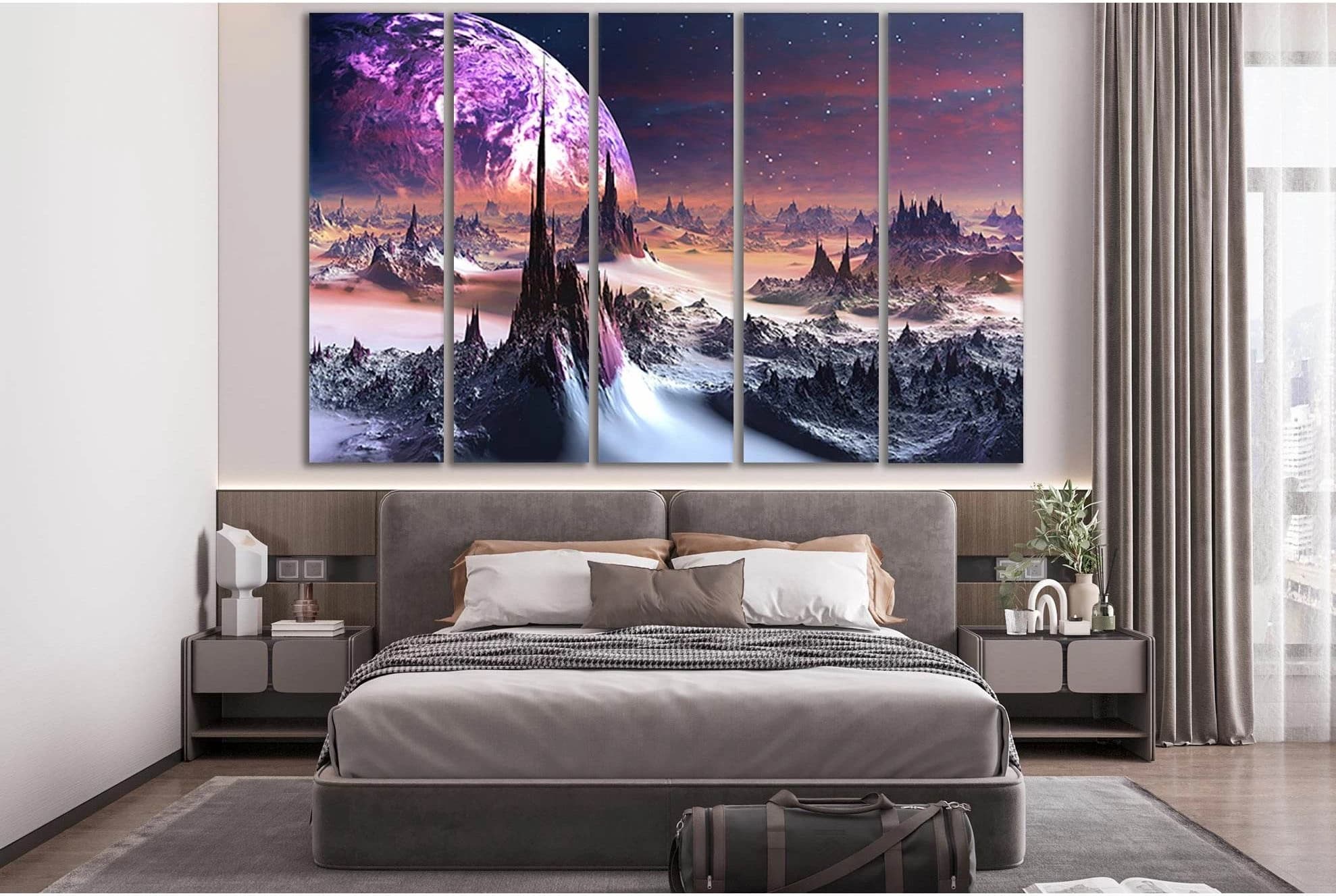Alien Planet Landscape №SL421 Ready to Hang Canvas Print - Zellart Canvas Prints 0new, ALL_Products, Astronomy & Space Canvas Wall Art
