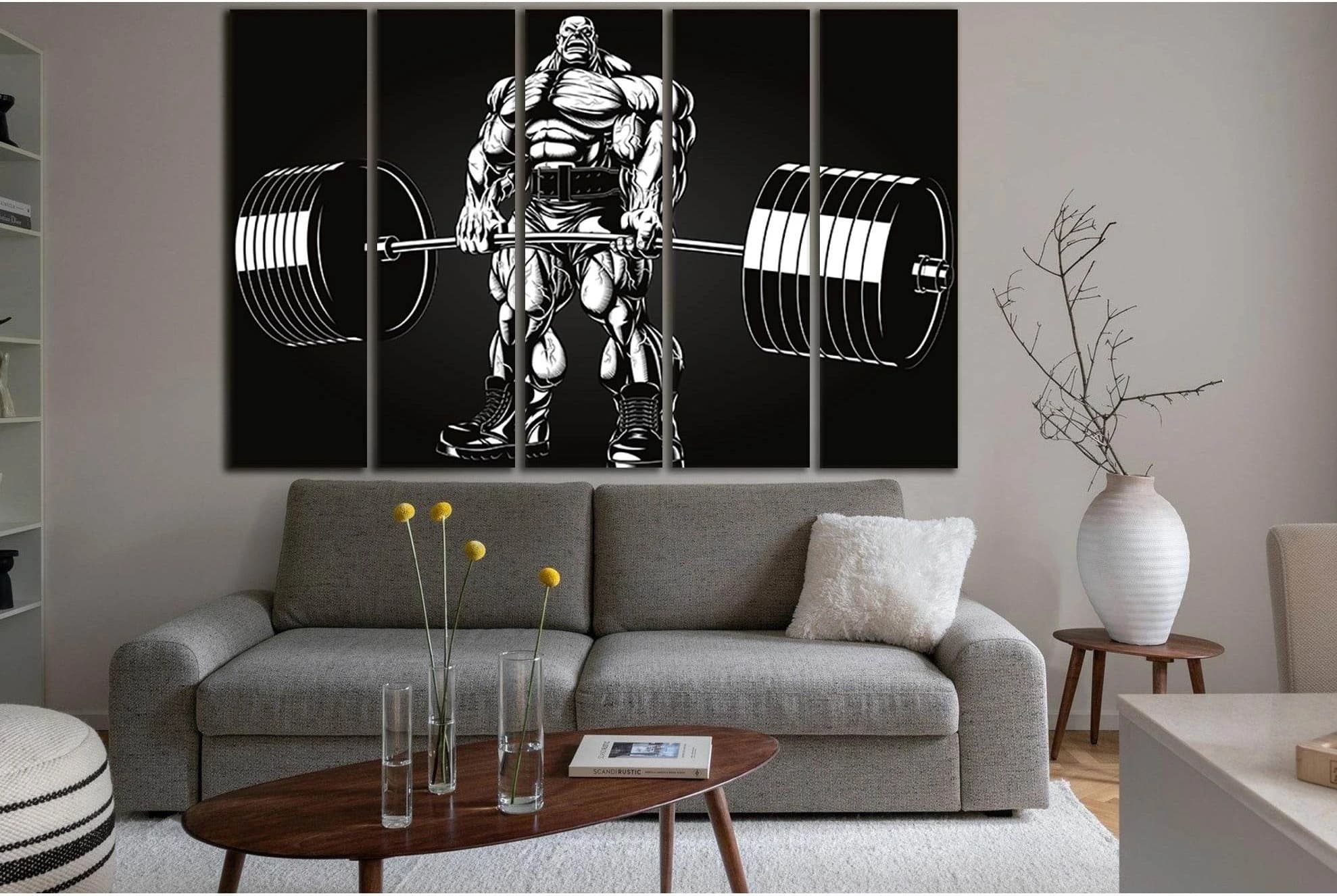 Art Black And White Bodybuilder Picture №SL924 Ready to Hang Canvas Print - Zellart Canvas Prints 0new, ALL_Products, Sports & Motivation