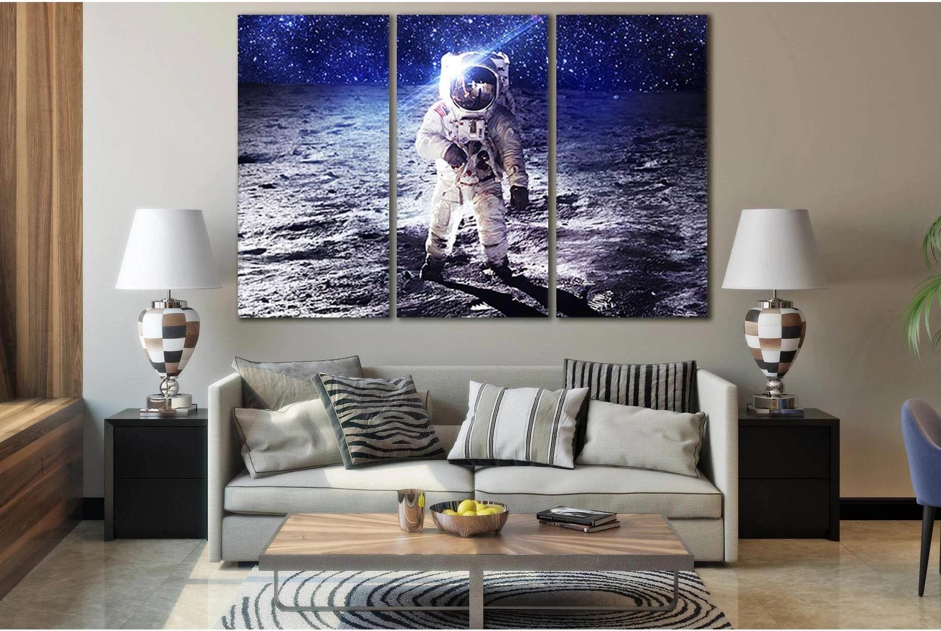 Astronaut Moon Surface №SL385 Ready to Hang Canvas Print - Zellart Canvas Prints 0new, ALL_Products, Astronomy & Space Canvas Wall Art