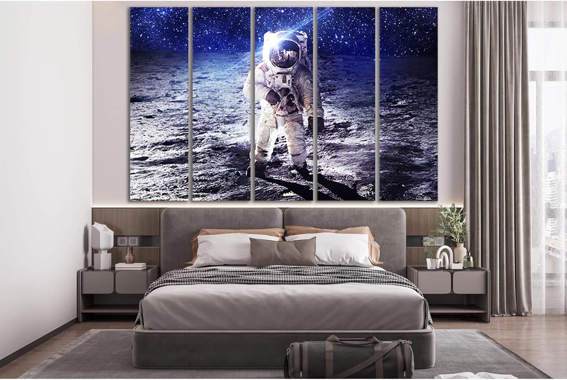 Astronaut Moon Surface №SL385 Ready to Hang Canvas Print - Zellart Canvas Prints 0new, ALL_Products, Astronomy & Space Canvas Wall Art