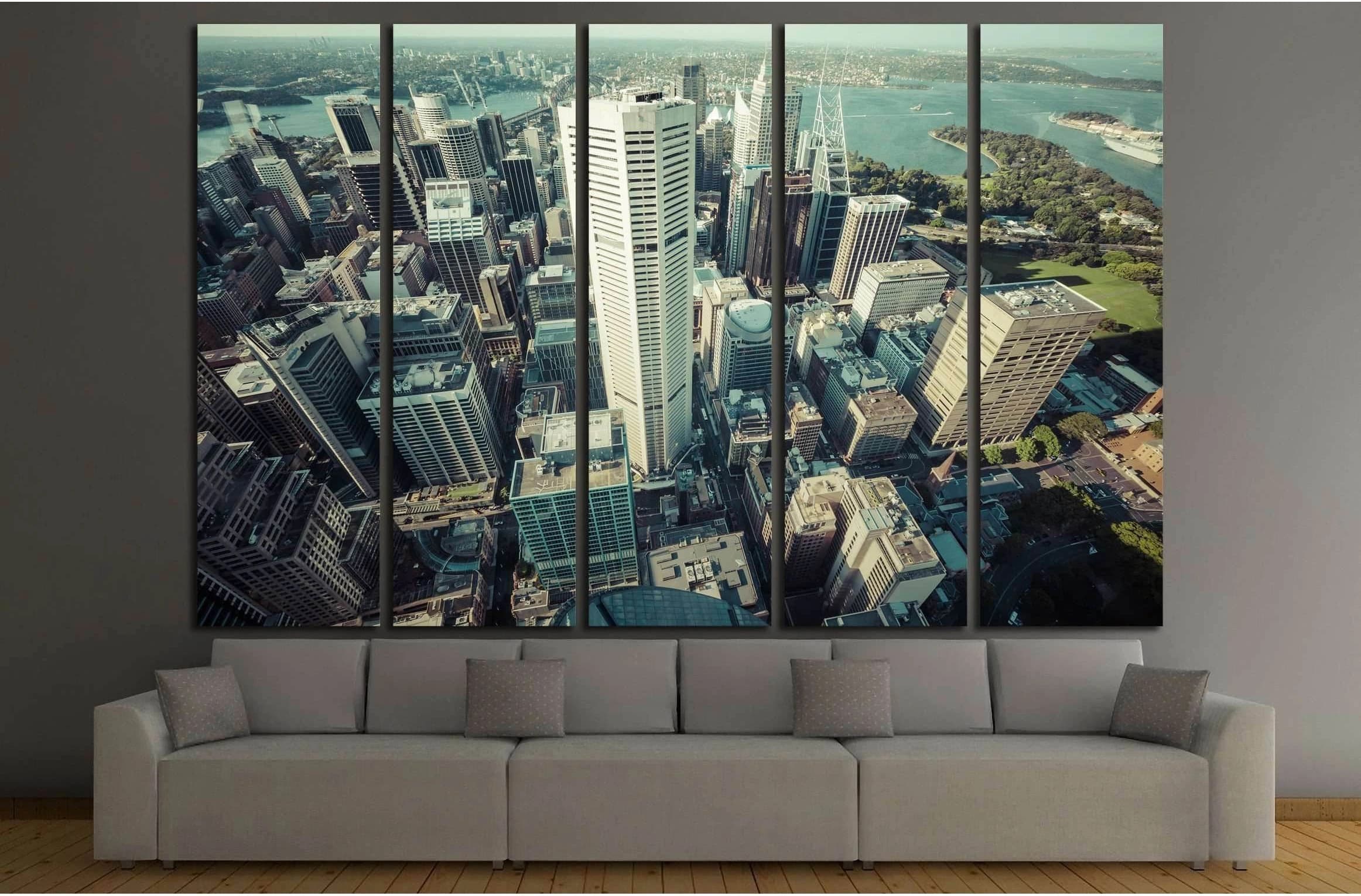 AUSTRALIA, Skyline of Sydney with city central business district №2185 Ready to Hang Canvas Print - Zellart Canvas Prints ALL_Products, s-2185