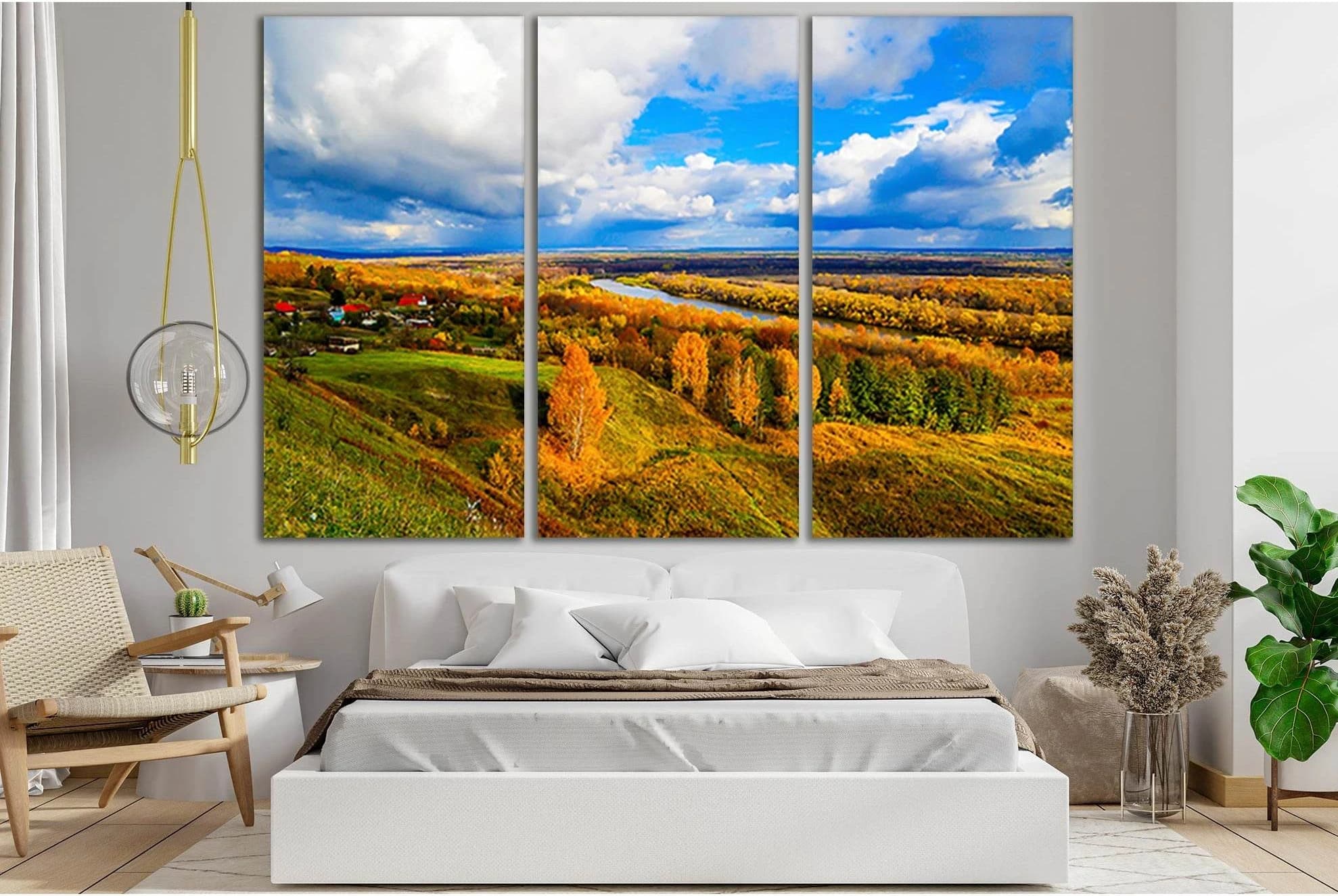 Autumn Forest In River Valley №SL647 Ready to Hang Canvas Print - Zellart Canvas Prints 0new, ALL_Products, Autumn Wall Art