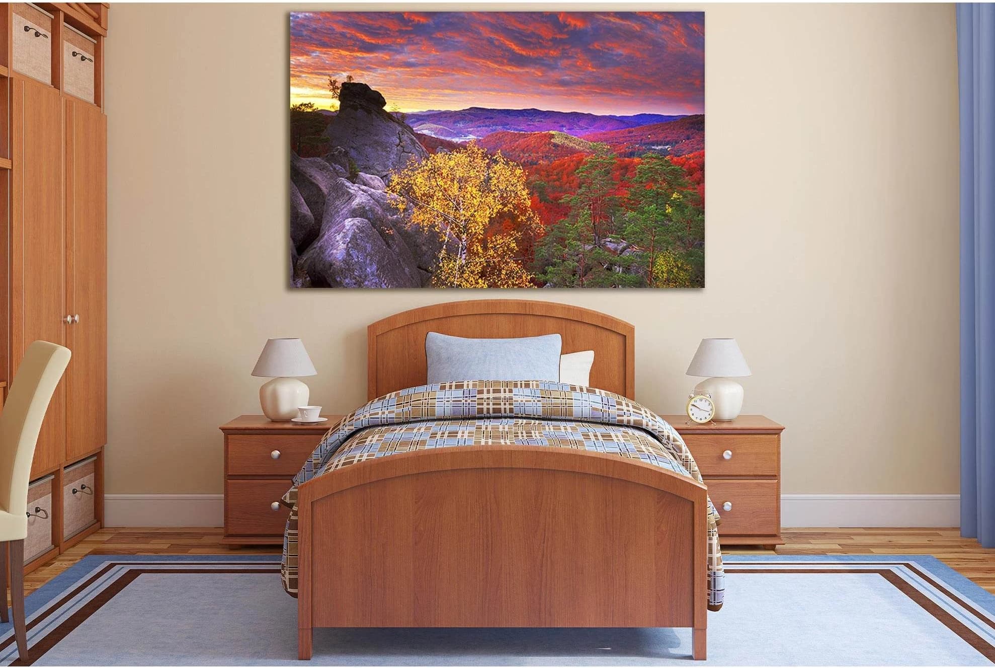 Autumn Sky Evening Carpathians №SL641 Ready to Hang Canvas Print - Zellart Canvas Prints 0new, ALL_Products, Autumn Wall Art