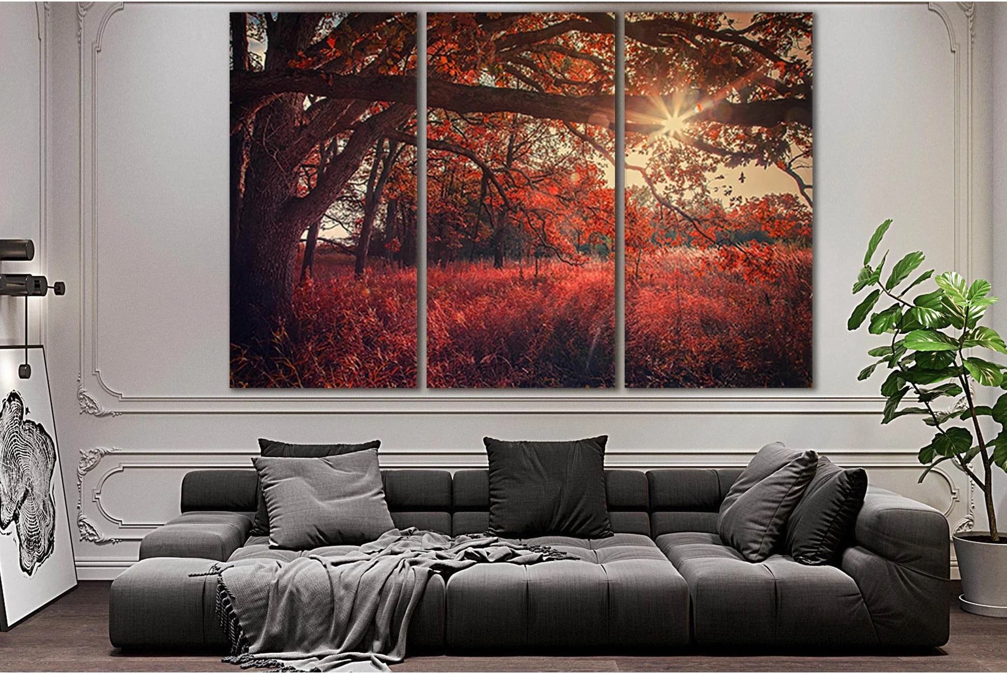 Autumn, Sun Rays, Trees №SL627 Ready to Hang Canvas Print - Zellart Canvas Prints 0new, ALL_Products, Autumn Wall Art