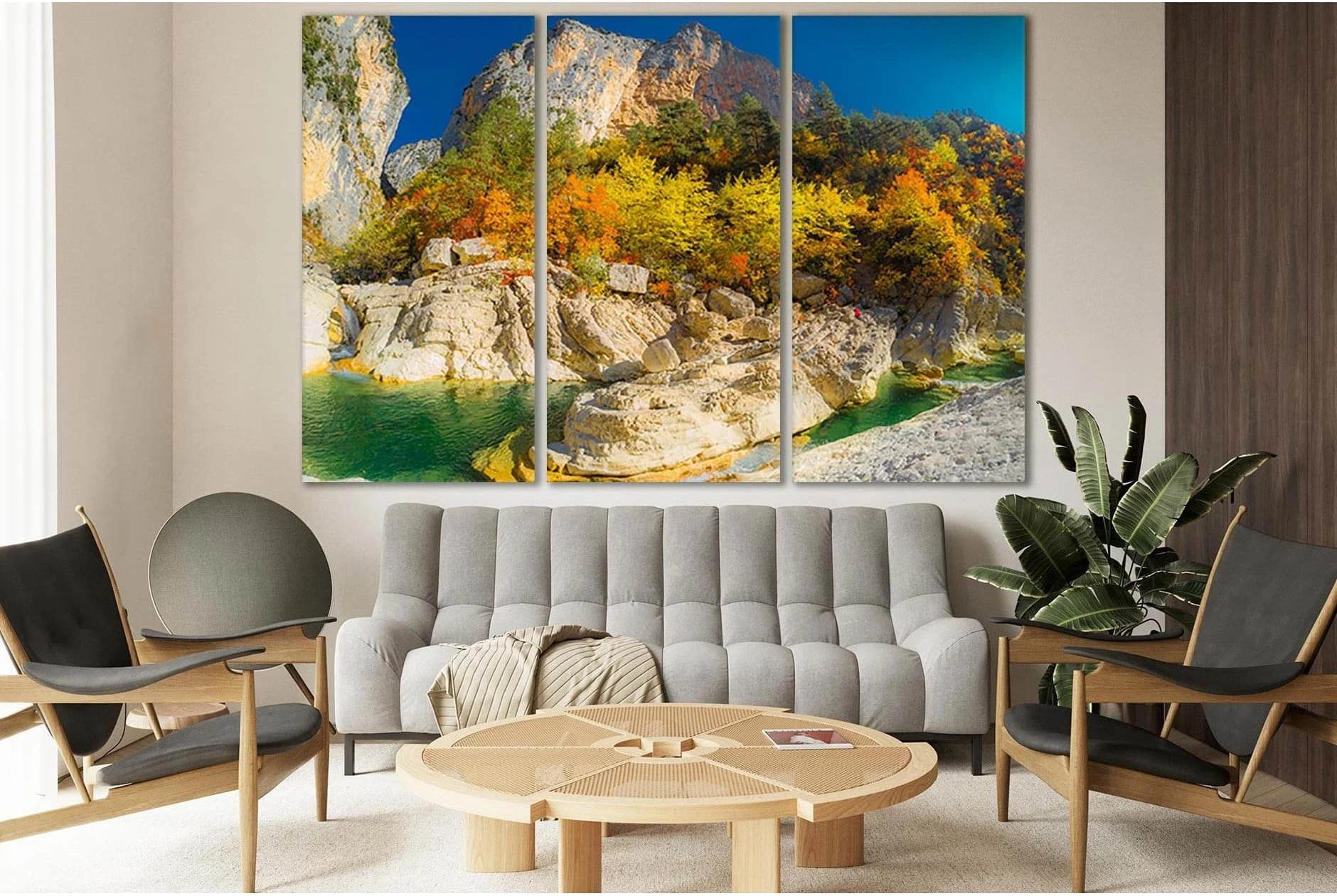Autumn Trees And Beautiful Rocks №SL1061 Ready to Hang Canvas Print - Zellart Canvas Prints 0new, ALL_Products, Trees Wall Art