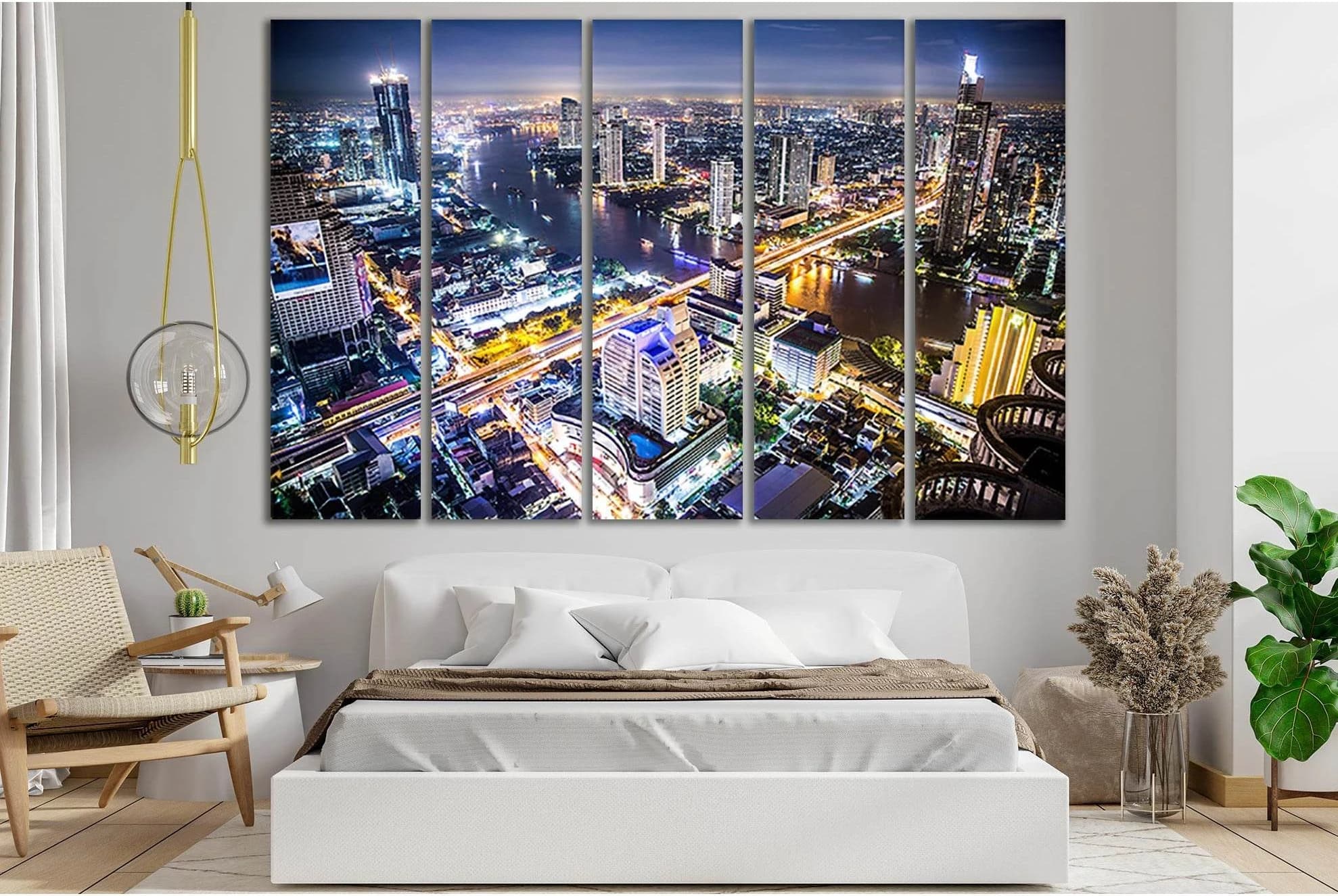 Bangkok Skyline №SL331 Ready to Hang Canvas Print - Zellart Canvas Prints 0new, ALL_Products, Cityscapes & Skylines
