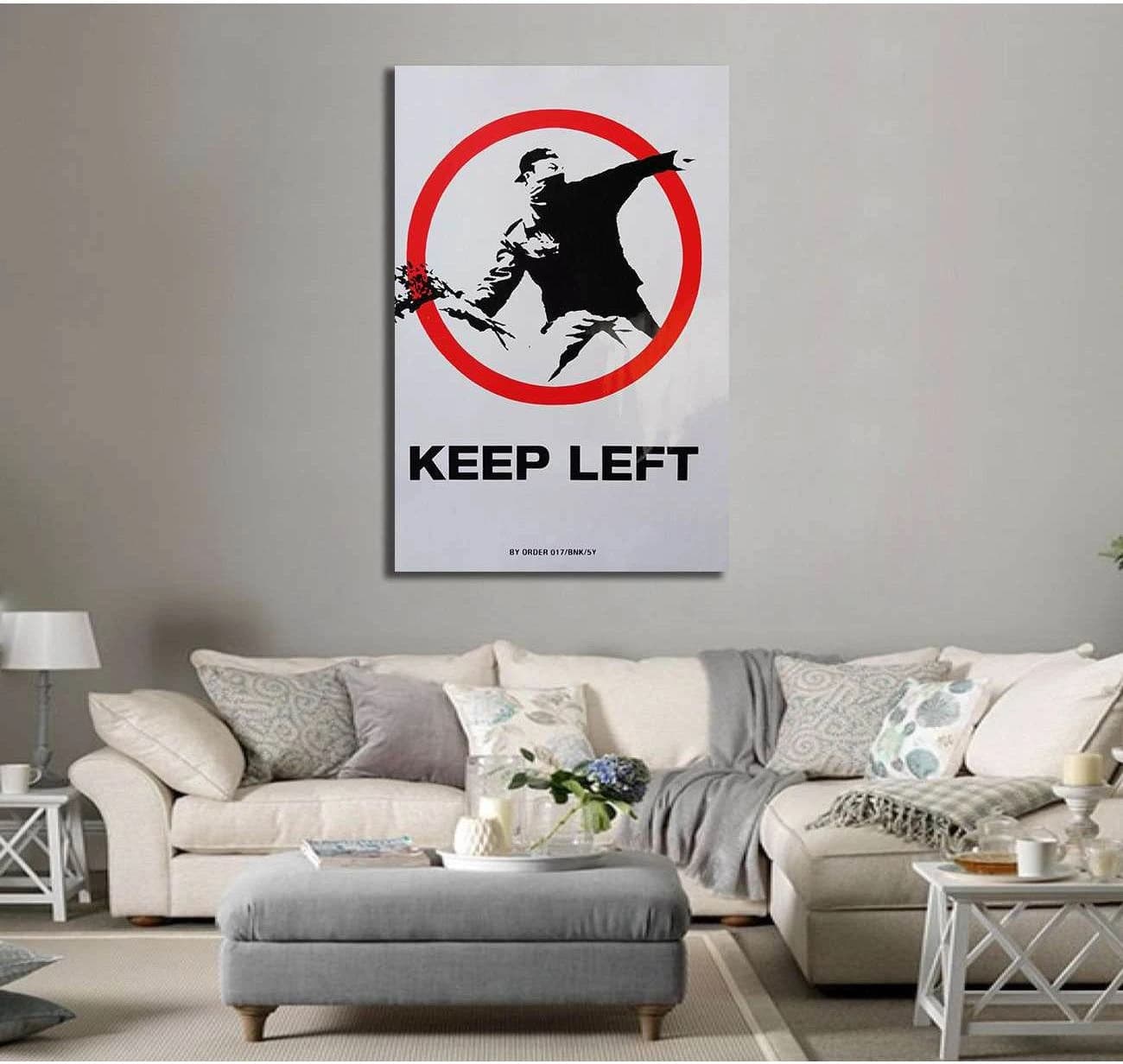 Banksy keep left - Ready to Hang Canvas Print - Zellart Canvas Prints 000Negative, 6020, ALL_Products