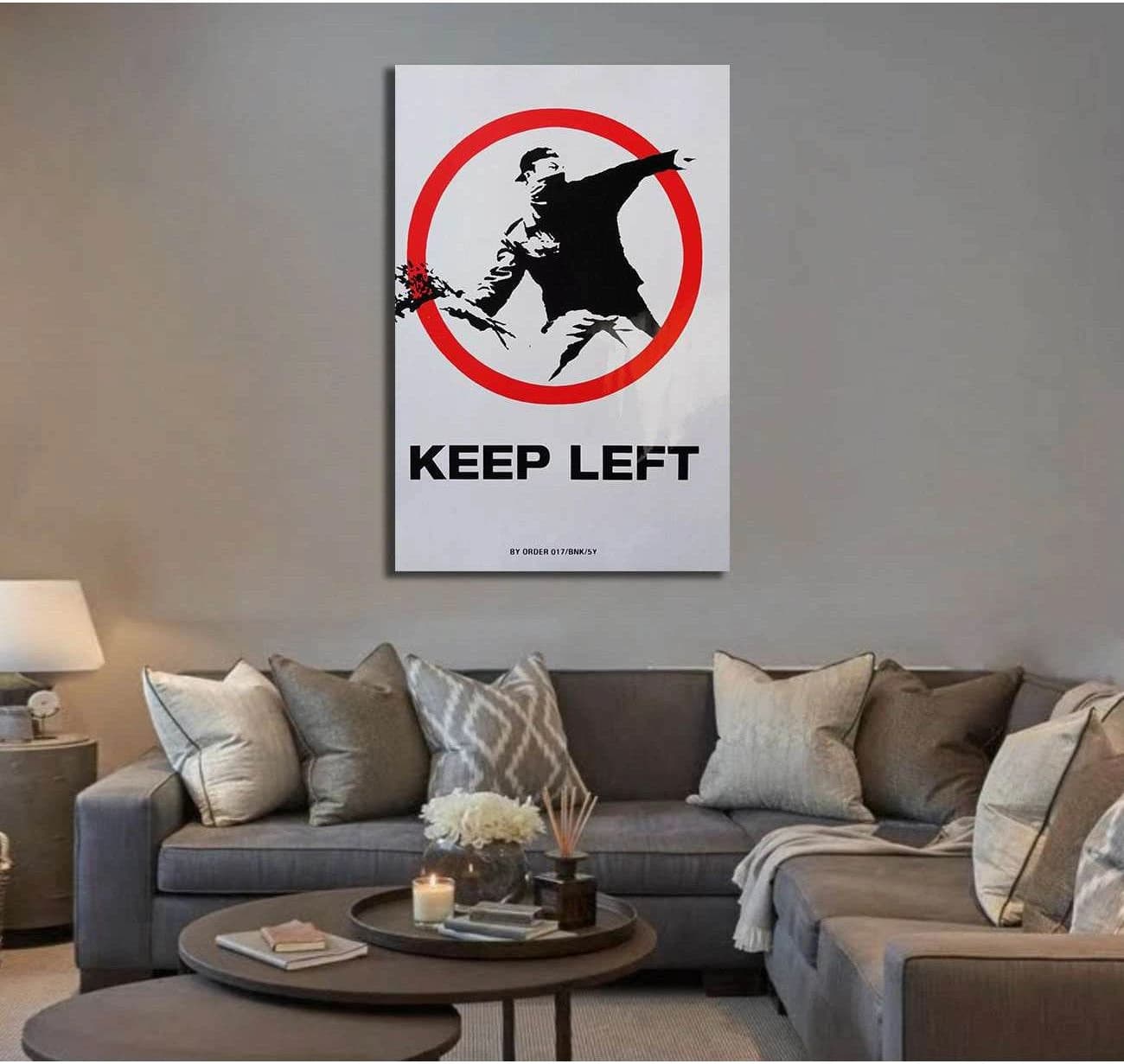 Banksy keep left - Ready to Hang Canvas Print - Zellart Canvas Prints 000Negative, 6020, ALL_Products