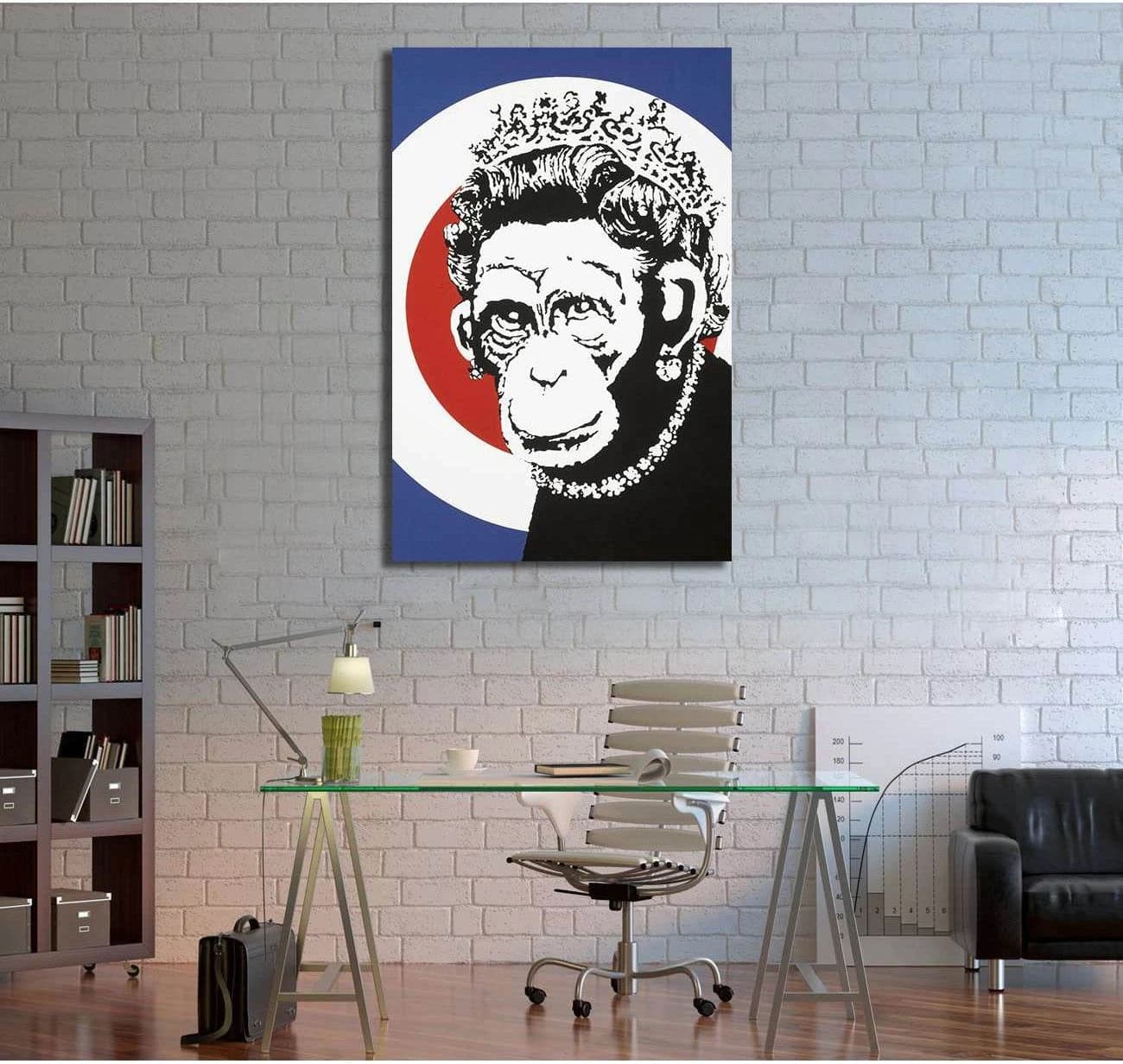 Banksy monkey queen - Canvas print - Zellart Canvas Prints 000Negative, 6016, ALL_Products