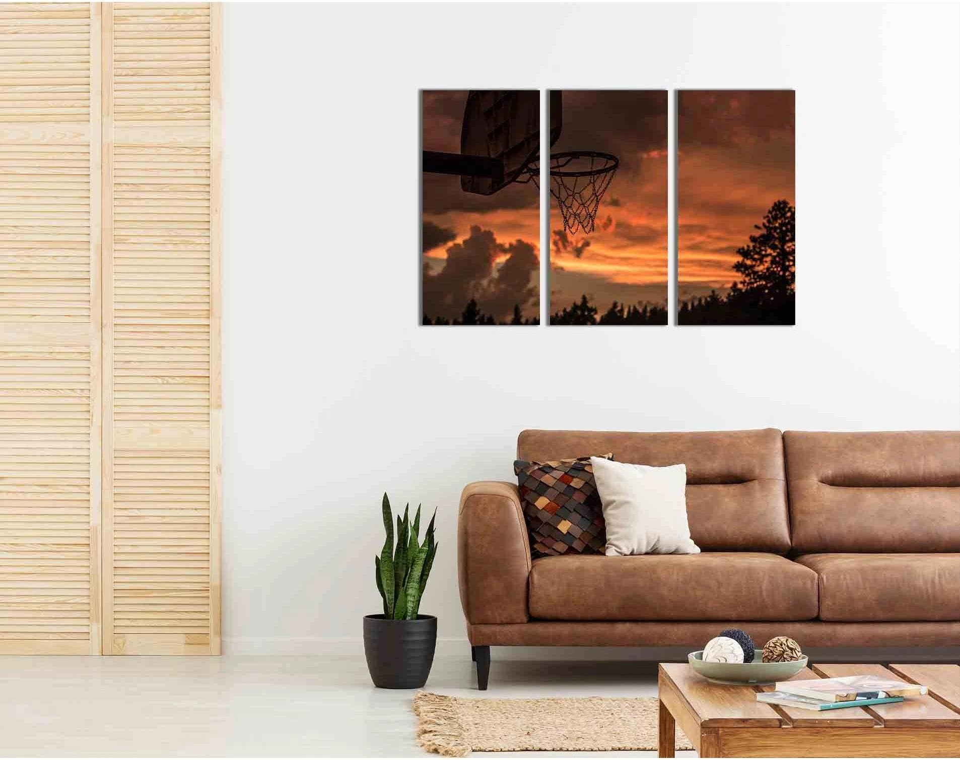 Basketball hoop at sunset №D2029 Ready to Hang Canvas Print - Zellart Canvas Prints 0new, ALL_Products, Sunrise & sunset wall art
