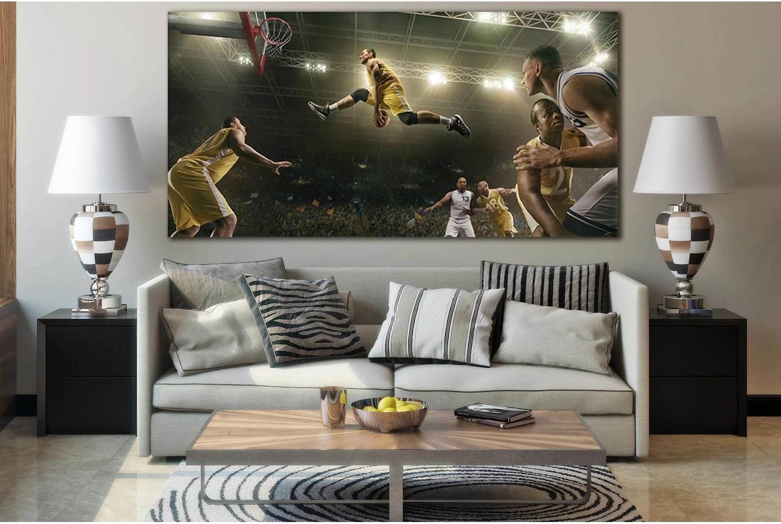 Basketball Player Jump №SL912 Ready to Hang Canvas Print - Zellart Canvas Prints 0new, ALL_Products, Sports & Motivation