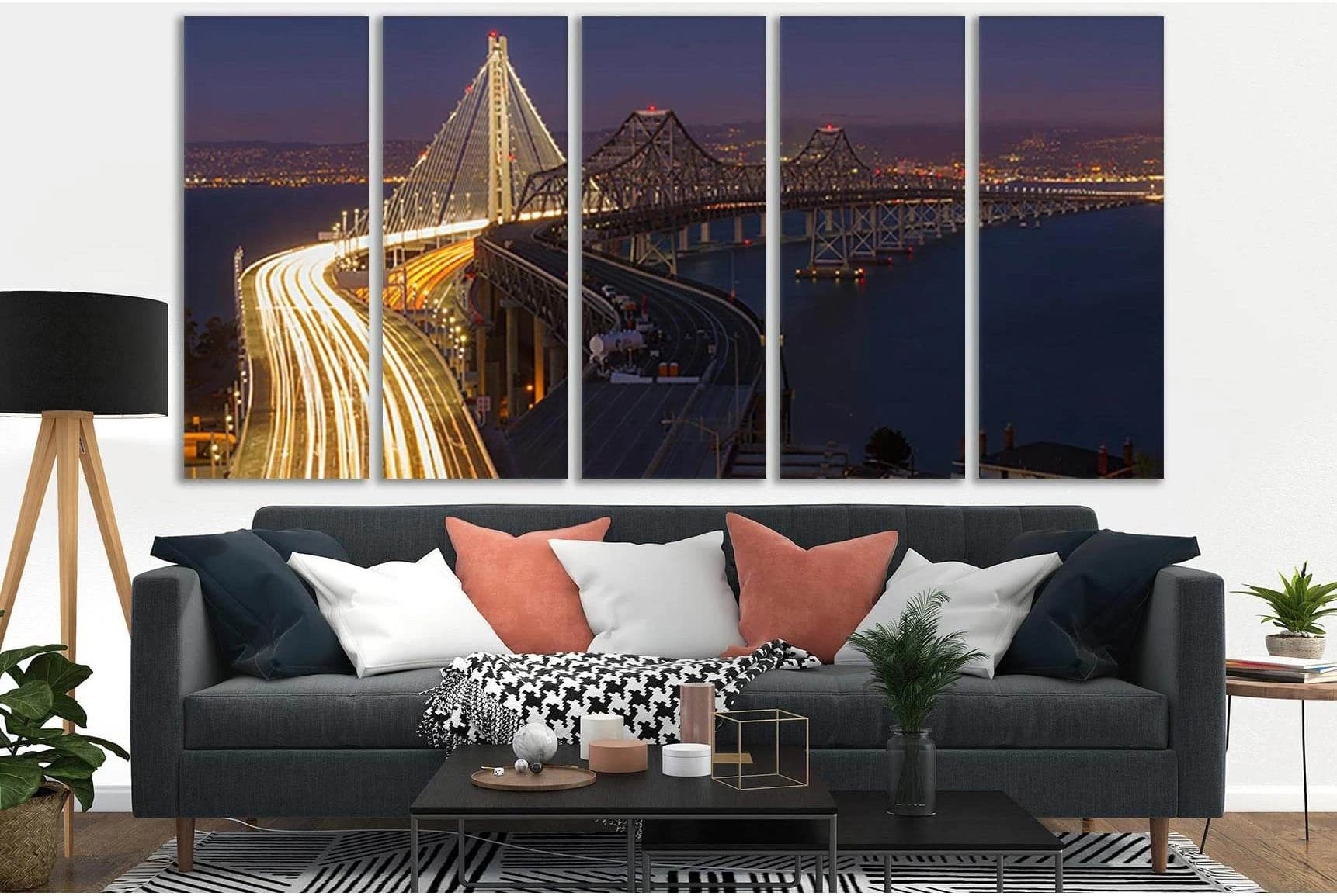 Bay Bridge №SL1111 Ready to Hang Canvas Print - Zellart Canvas Prints 0new, ALL_Products, Bridges Wall Art