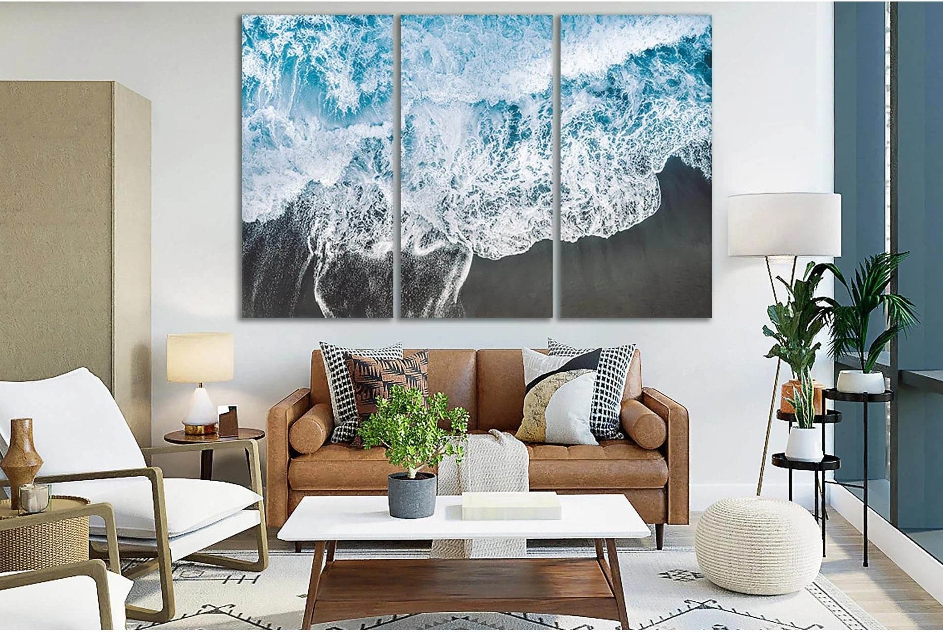Beach Blue Ocean Waves №SL186 Ready to Hang Canvas Print - Zellart Canvas Prints 0new, ALL_Products, Beach Ocean & Waves