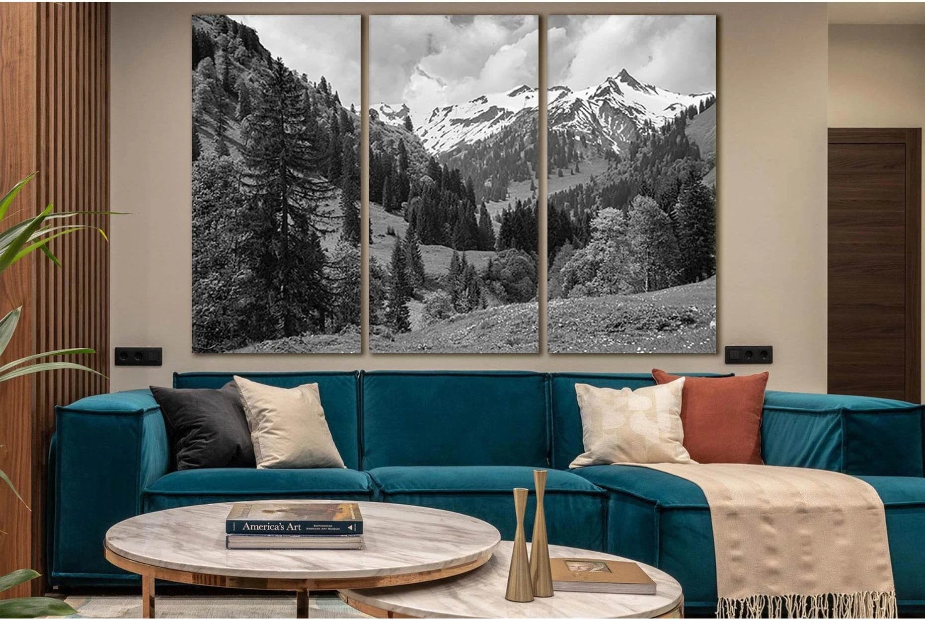 Beautiful Alps Mountains №SL866 Ready to Hang Canvas Print - Zellart Canvas Prints 0new, ALL_Products, Black & White Wall Art