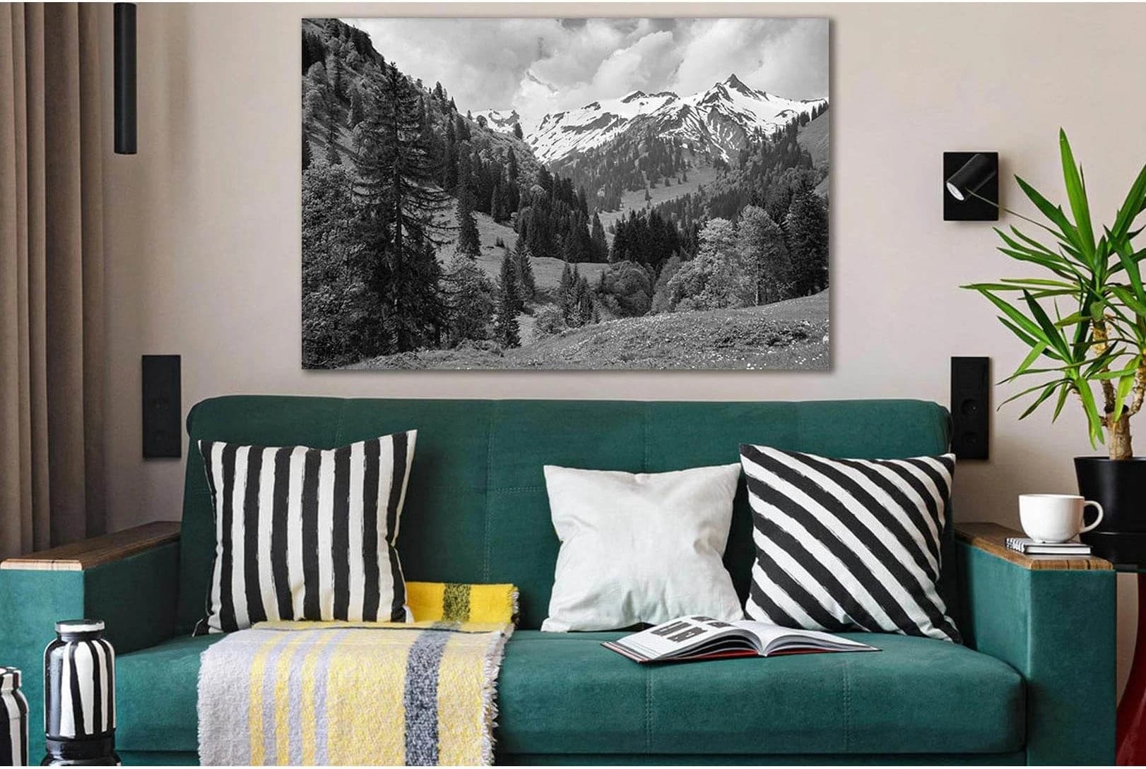 Beautiful Alps Mountains №SL866 Ready to Hang Canvas Print - Zellart Canvas Prints 0new, ALL_Products, Black & White Wall Art