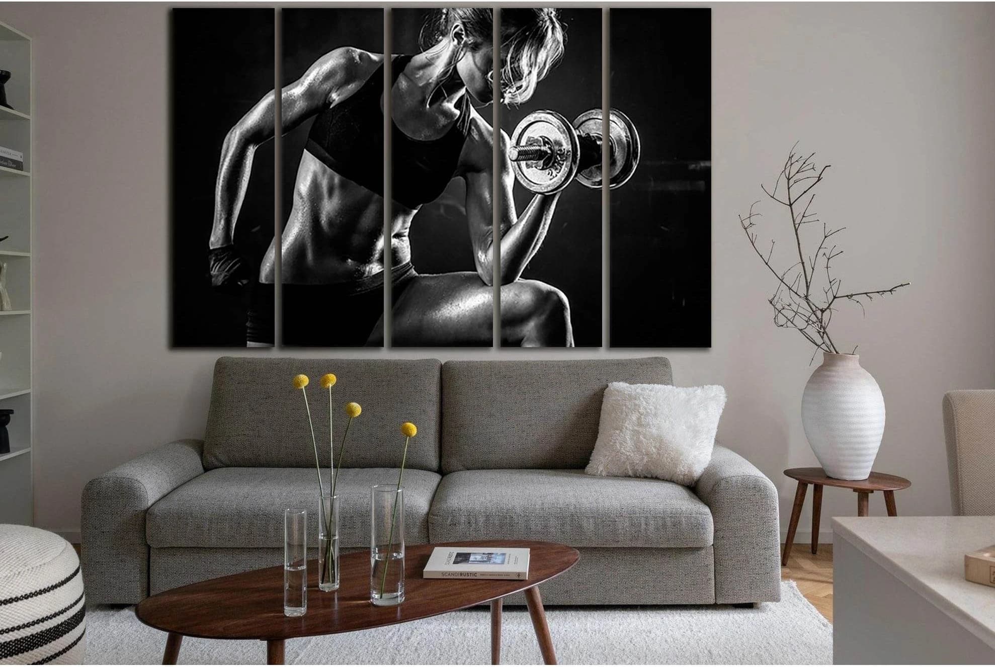 Beautiful Athletic Woman №SL892 Ready to Hang Canvas Print - Zellart Canvas Prints 0new, ALL_Products, Black & White Wall Art
