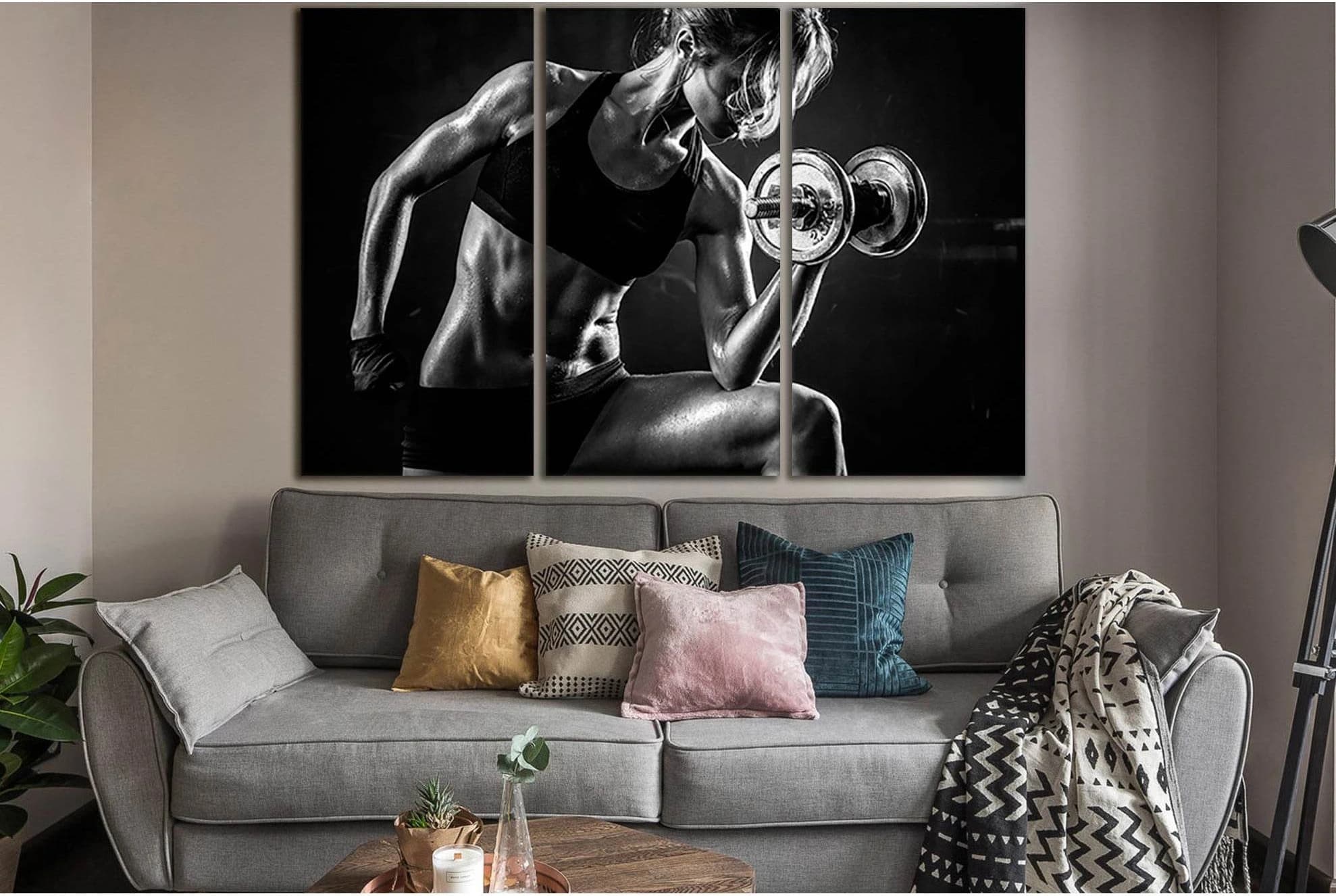 Beautiful Athletic Woman №SL892 Ready to Hang Canvas Print - Zellart Canvas Prints 0new, ALL_Products, Black & White Wall Art