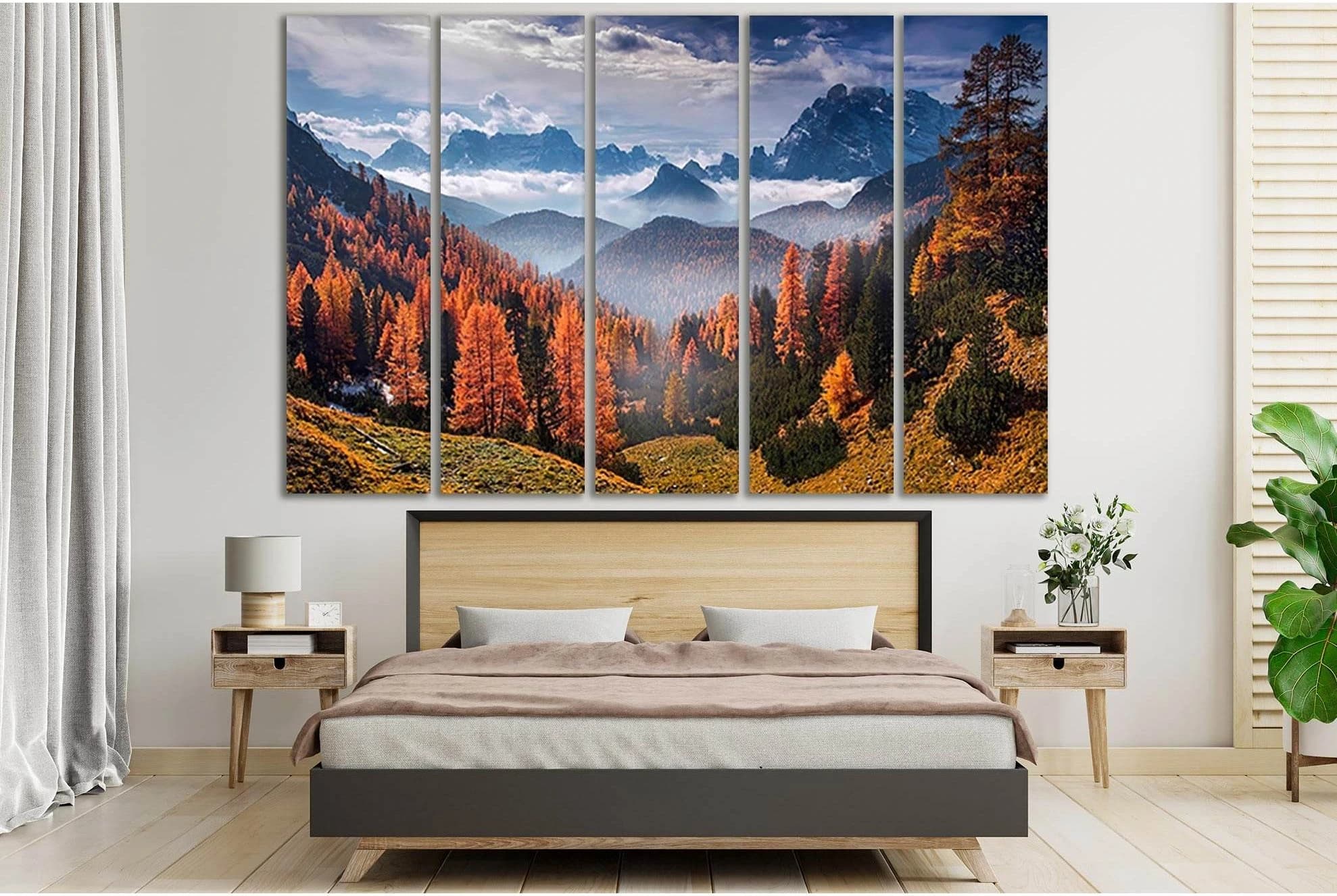 Beautiful Autumn Mountainous Landform №SL623 Ready to Hang Canvas Print - Zellart Canvas Prints 0new, ALL_Products, Autumn Wall Art, Mountains Wall Art