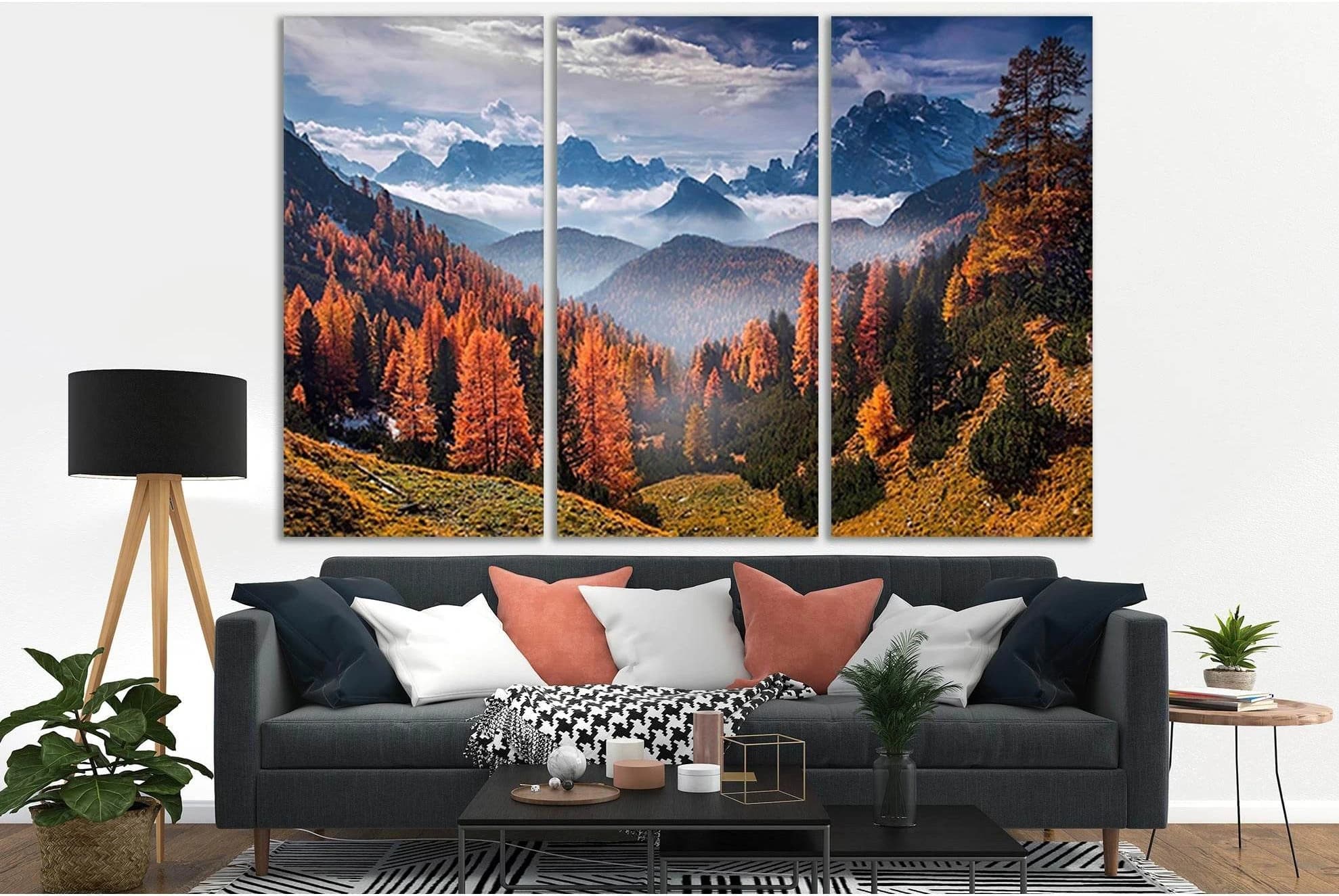 Beautiful Autumn Mountainous Landform №SL623 Ready to Hang Canvas Print - Zellart Canvas Prints 0new, ALL_Products, Autumn Wall Art, Mountains Wall Art