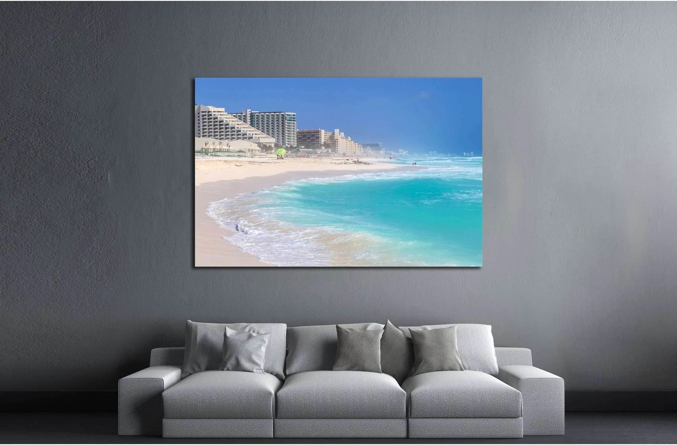 Beautiful beach in Cancun, Zona Hoteliera. Caribbean coast, Yucatan, Mexico №3058 Ready to Hang Canvas Print - Zellart Canvas Prints ALL_Products, s-3058