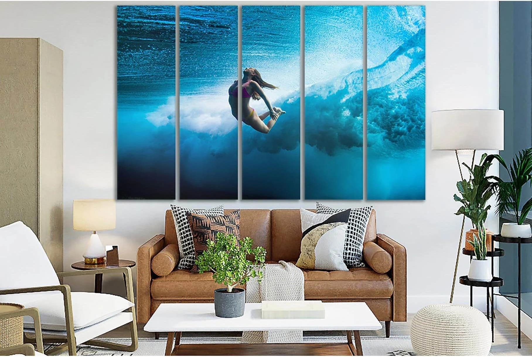 Beautiful Girl Under The Waves №SL946 Ready to Hang Canvas Print - Zellart Canvas Prints 0new, ALL_Products, Sports & Motivation
