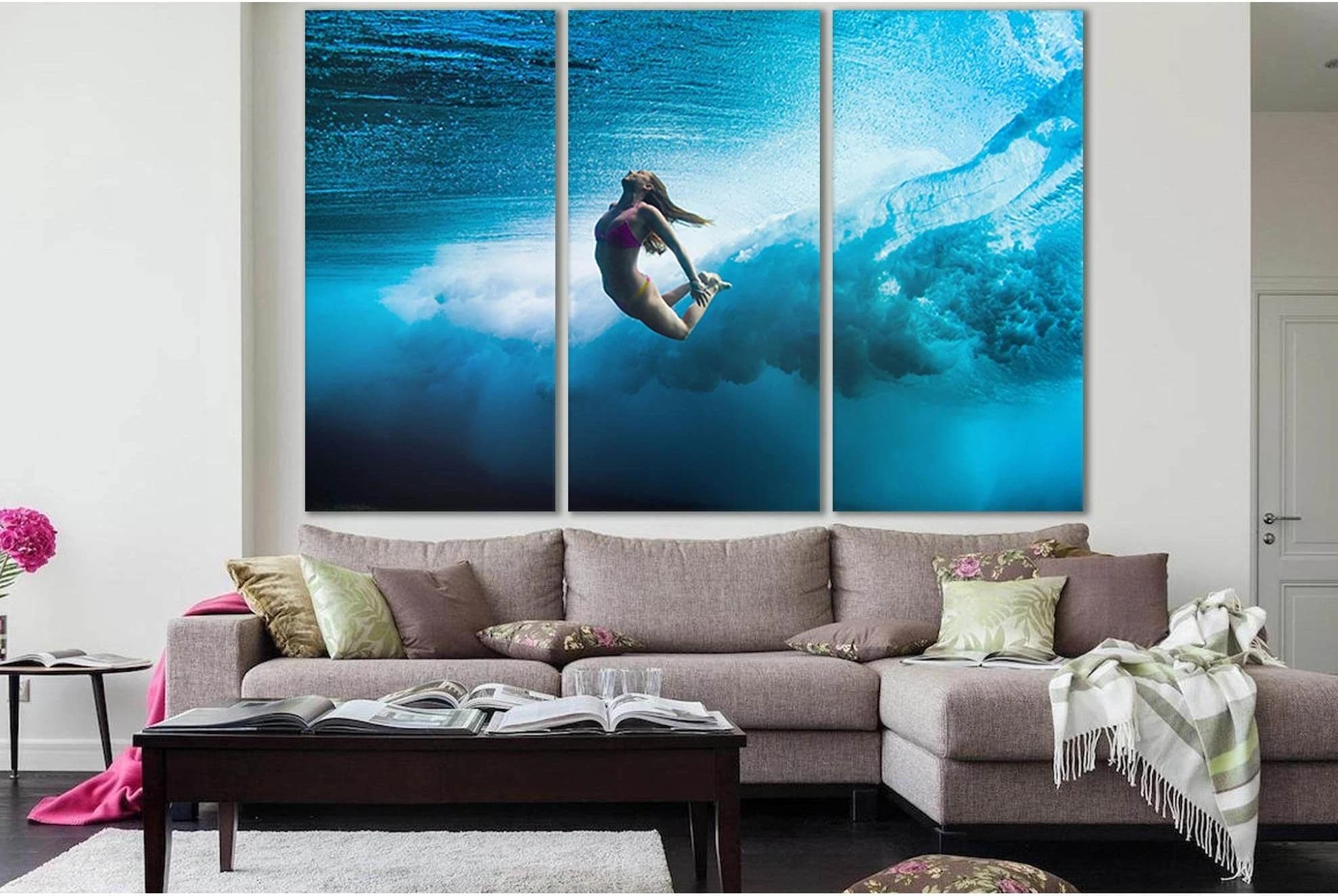 Beautiful Girl Under The Waves №SL946 Ready to Hang Canvas Print - Zellart Canvas Prints 0new, ALL_Products, Sports & Motivation