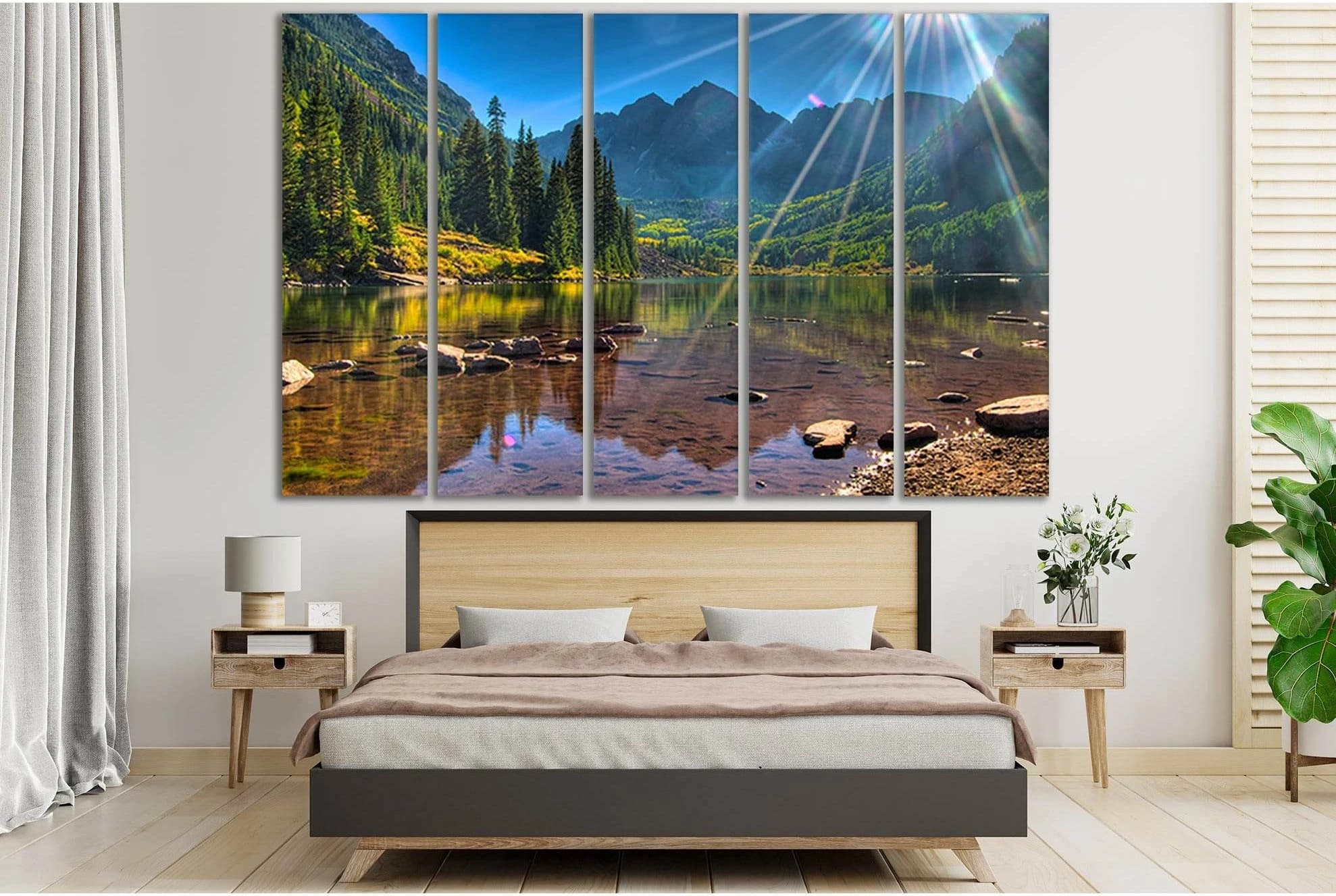 Beautiful Lake And Green Fir Trees №SL795 Ready to Hang Canvas Print - Zellart Canvas Prints 0new, ALL_Products, Trees Wall Art