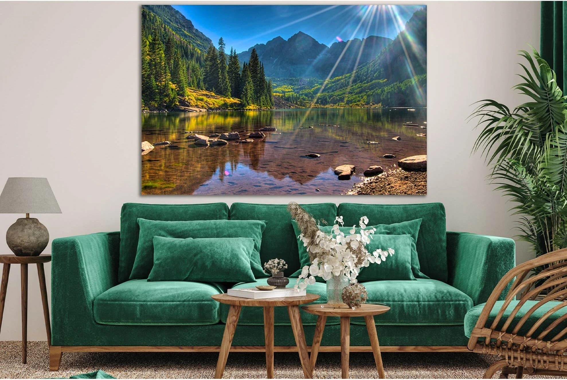 Beautiful Lake And Green Fir Trees №SL795 Ready to Hang Canvas Print - Zellart Canvas Prints 0new, ALL_Products, Trees Wall Art