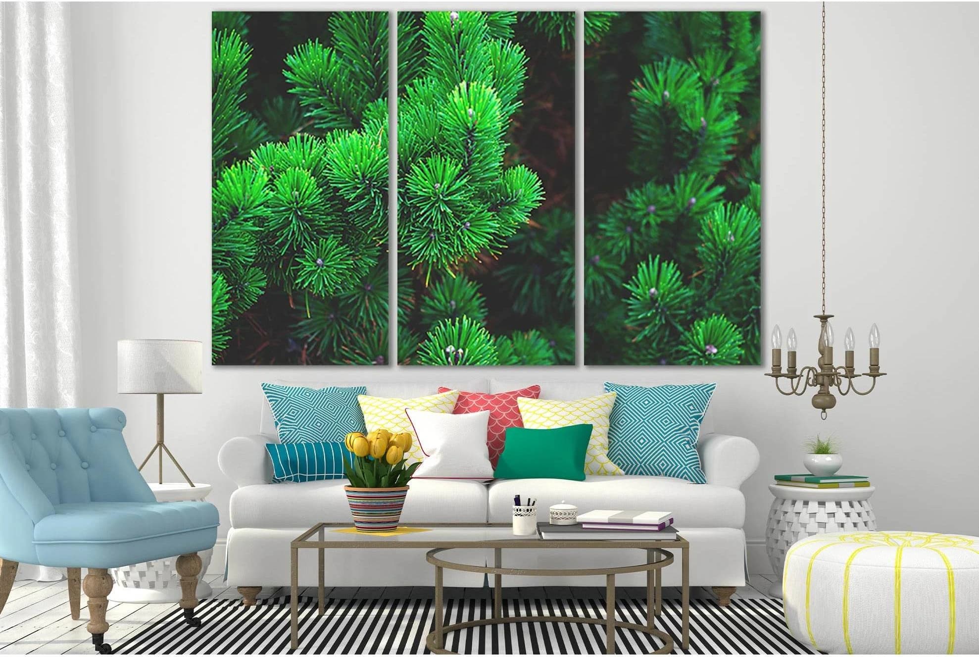 Beautiful Pine Needles №SL512 Ready to Hang Canvas Print - Zellart Canvas Prints 0new, ALL_Products, Trees Wall Art