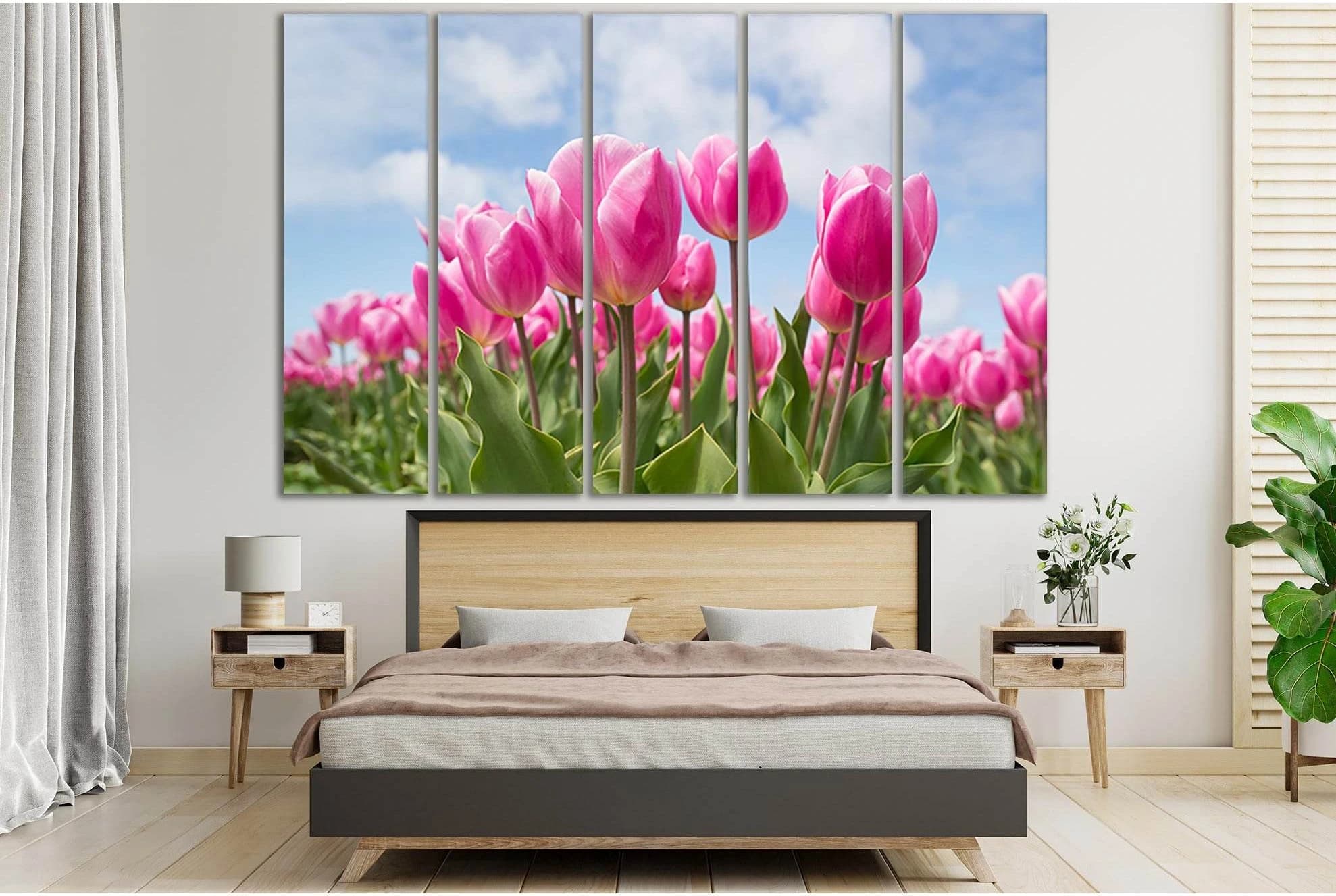 Beautiful Pink Tulips №SL698 Ready to Hang Canvas Print - Zellart Canvas Prints 0new, ALL_Products, Floral & Botanical Wall Art