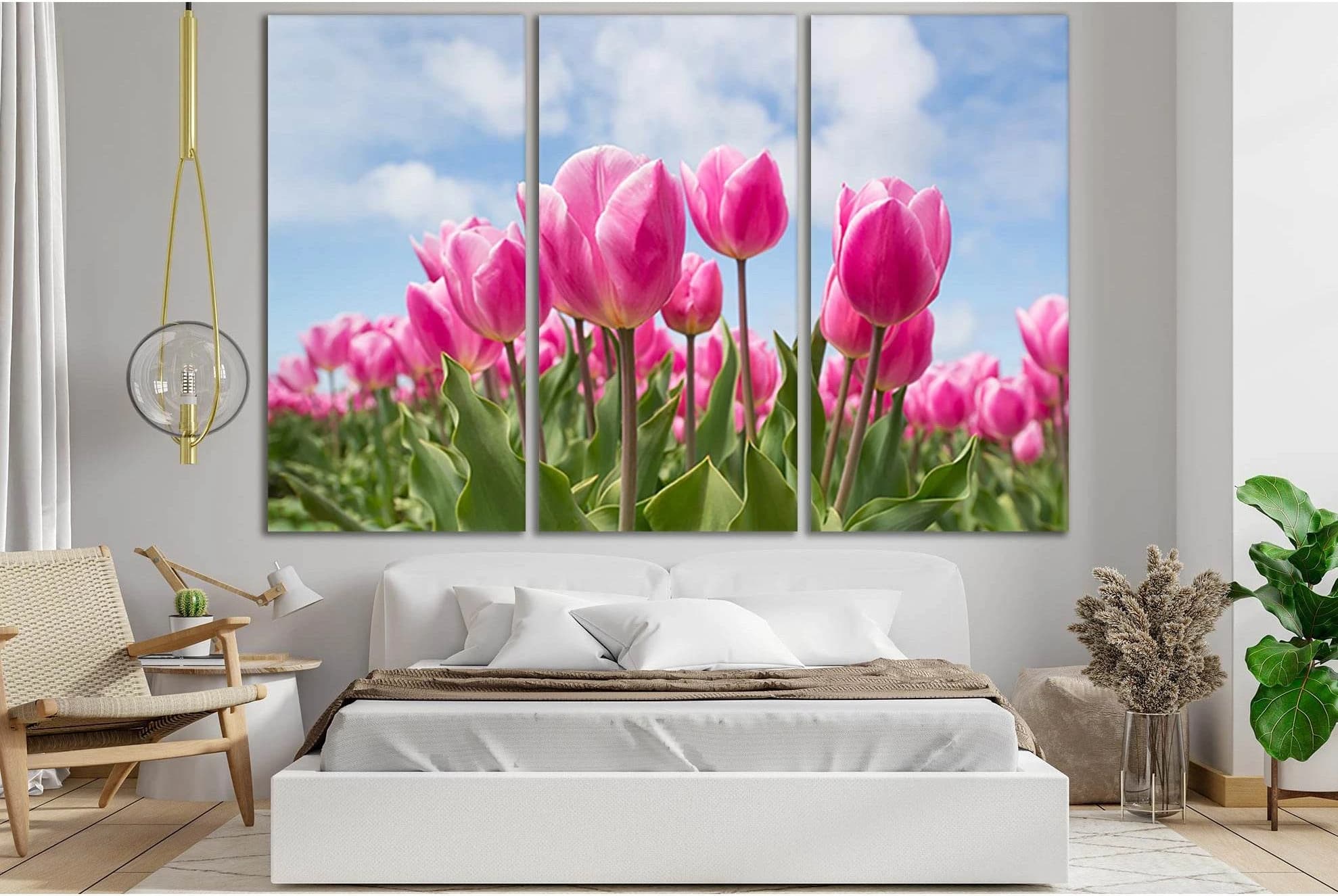 Beautiful Pink Tulips №SL698 Ready to Hang Canvas Print - Zellart Canvas Prints 0new, ALL_Products, Floral & Botanical Wall Art