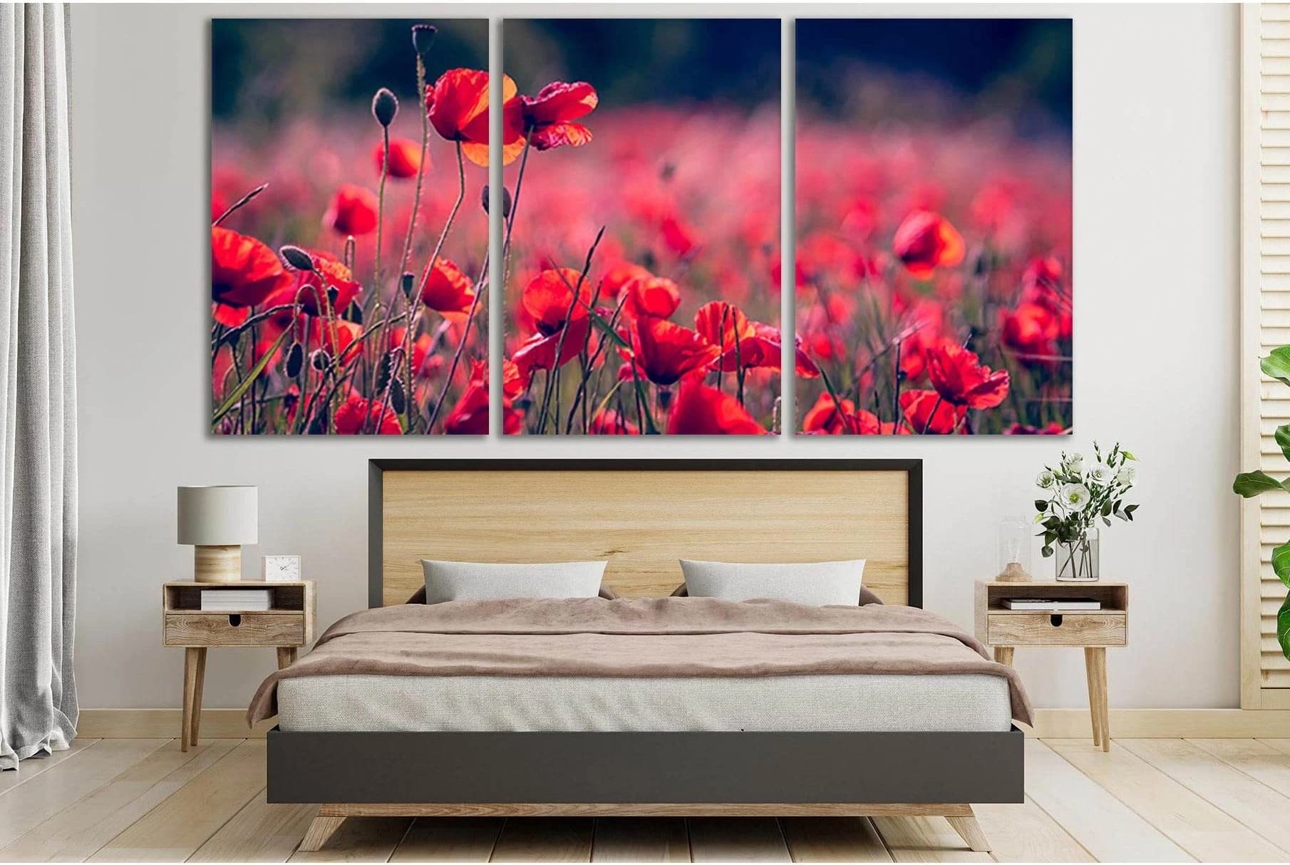 Beautiful Poppy Field №SL684 Ready to Hang Canvas Print - Zellart Canvas Prints 0new, ALL_Products, Floral & Botanical Wall Art