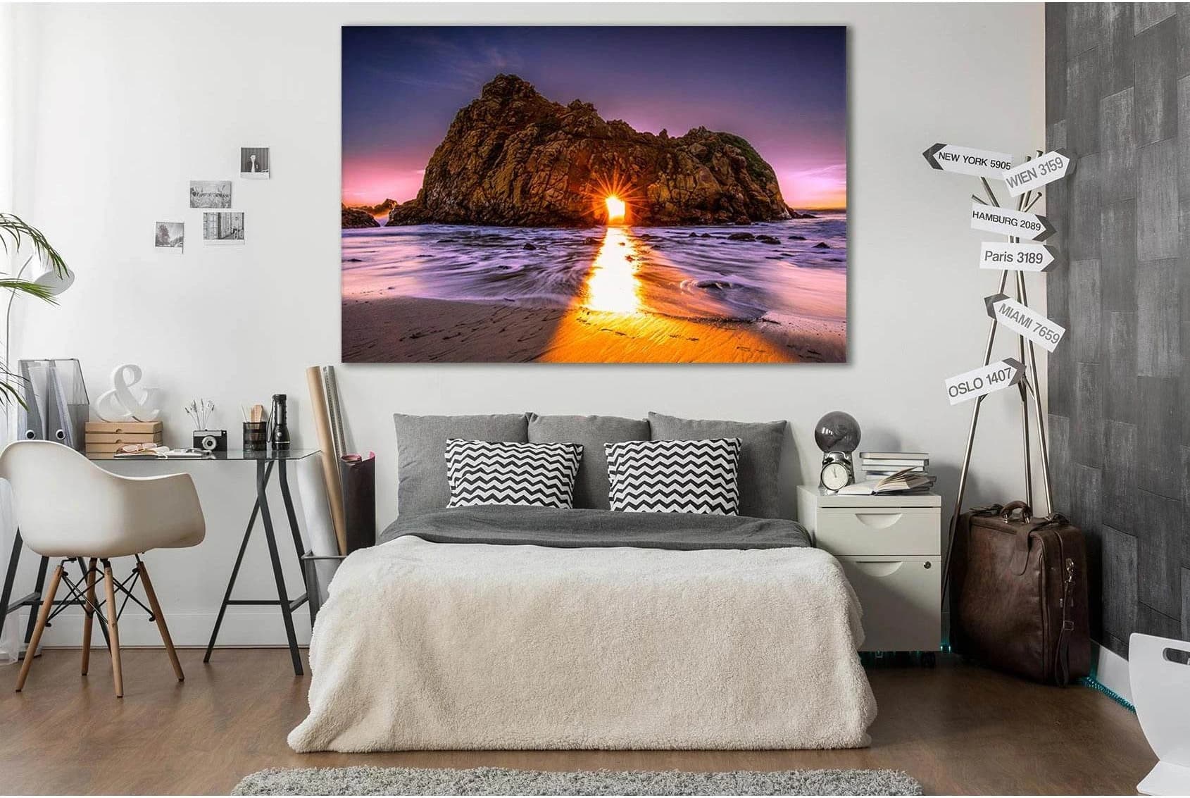 Beautiful Rock And Sun Rays №SL289 Ready to Hang Canvas Print - Zellart Canvas Prints 0new, ALL_Products, SUNRISE & SUNSET WALL ART