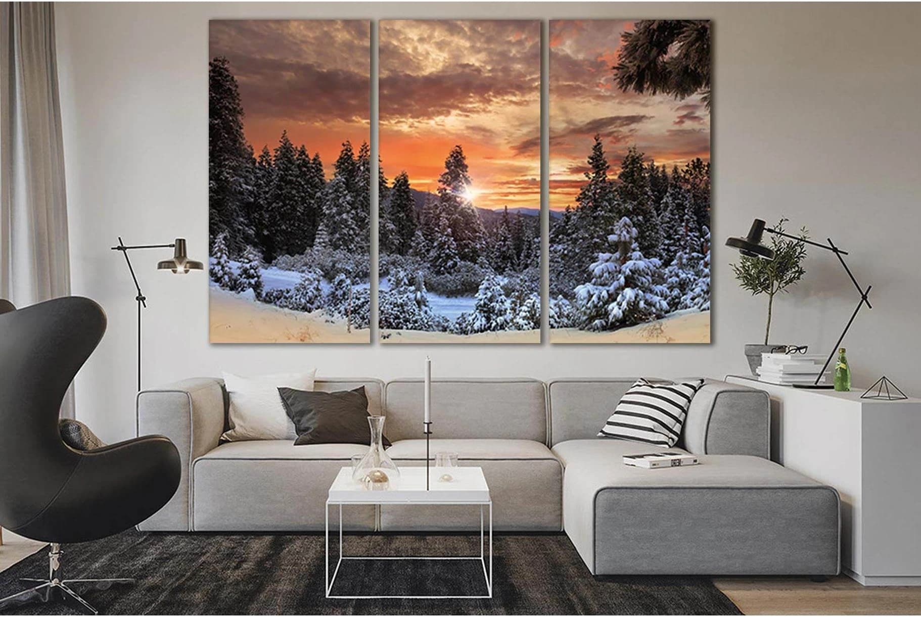 Beautiful Sunset Winter Forest №SL276 Ready to Hang Canvas Print - Zellart Canvas Prints 0new, ALL_Products, SUNRISE & SUNSET WALL ART