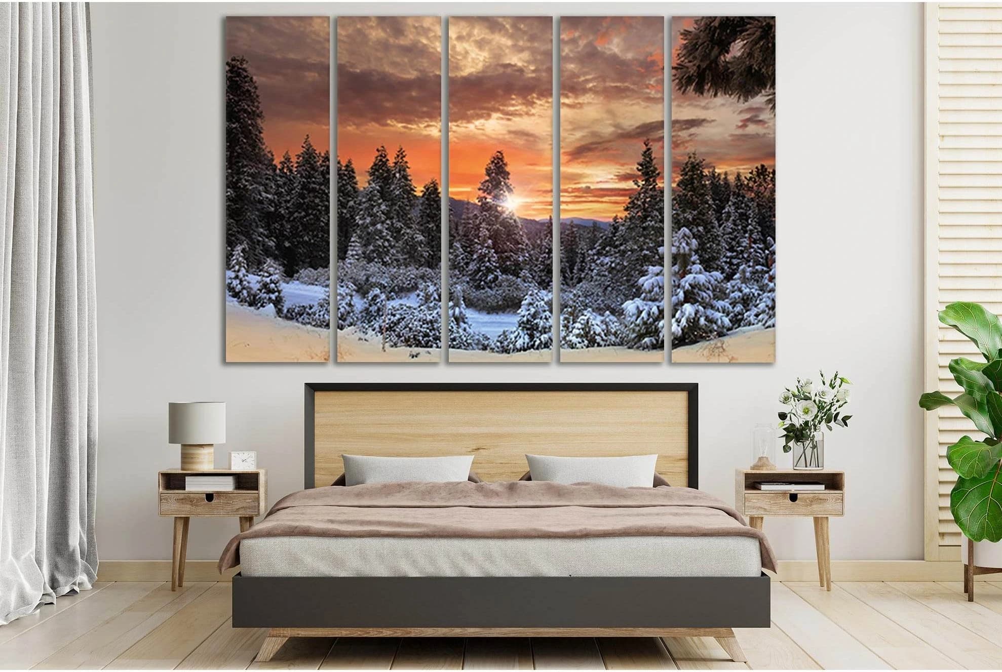 Beautiful Sunset Winter Forest №SL276 Ready to Hang Canvas Print - Zellart Canvas Prints 0new, ALL_Products, SUNRISE & SUNSET WALL ART