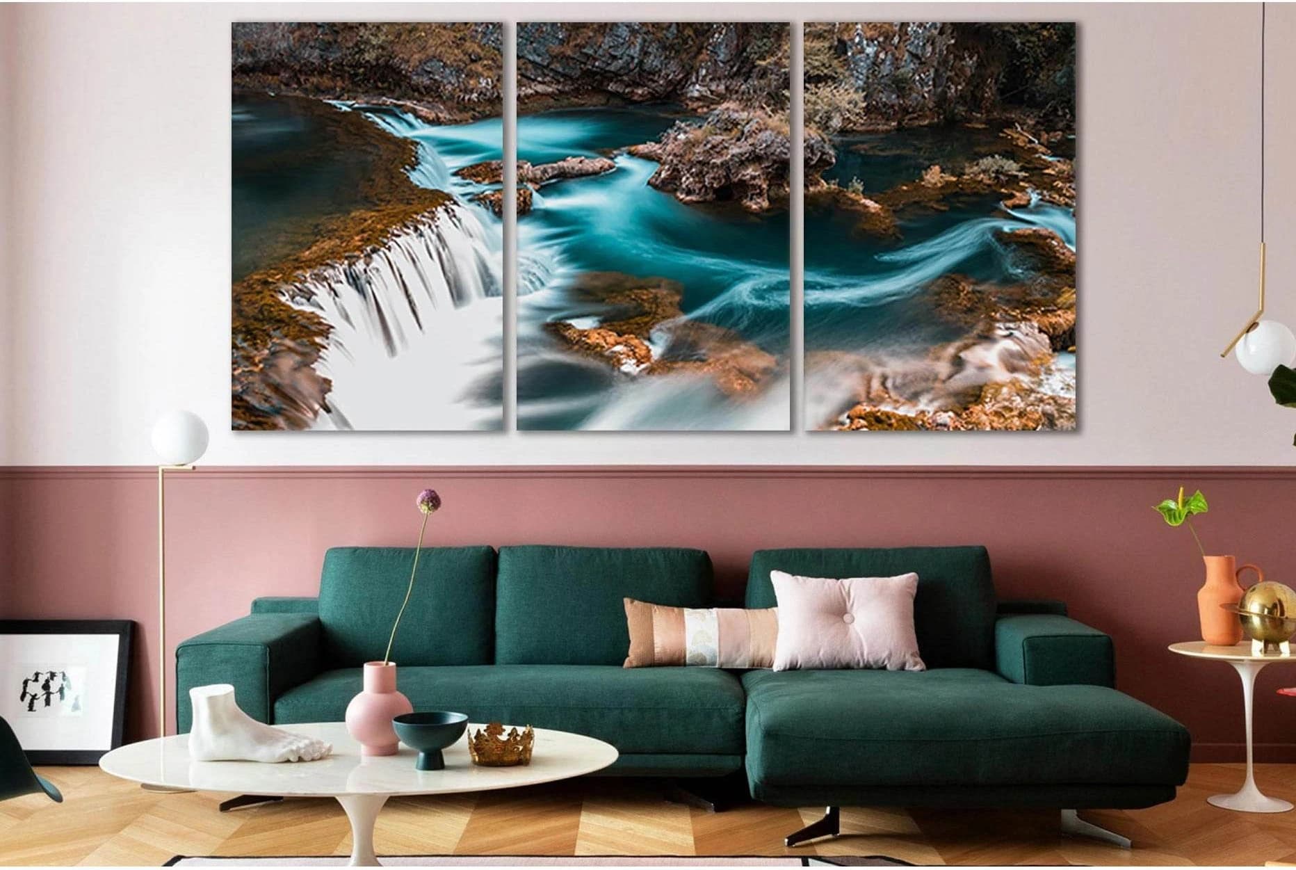 Beautiful Waterfall Top View №SL455 Ready to Hang Canvas Print - Zellart Canvas Prints 0new, ALL_Products, Waterfall, Waterfall Wall Art