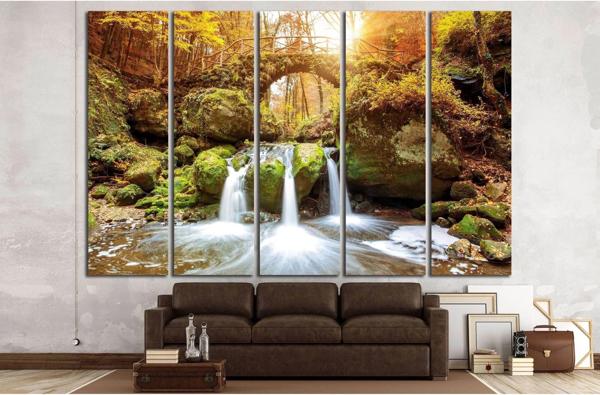 Beautiful waterfalls canvas print, Mullerthal, Luxembourg, Ready to Hang Canvas Print №3080 - Zellart Canvas Prints ALL_Products, s-3080, Waterfall