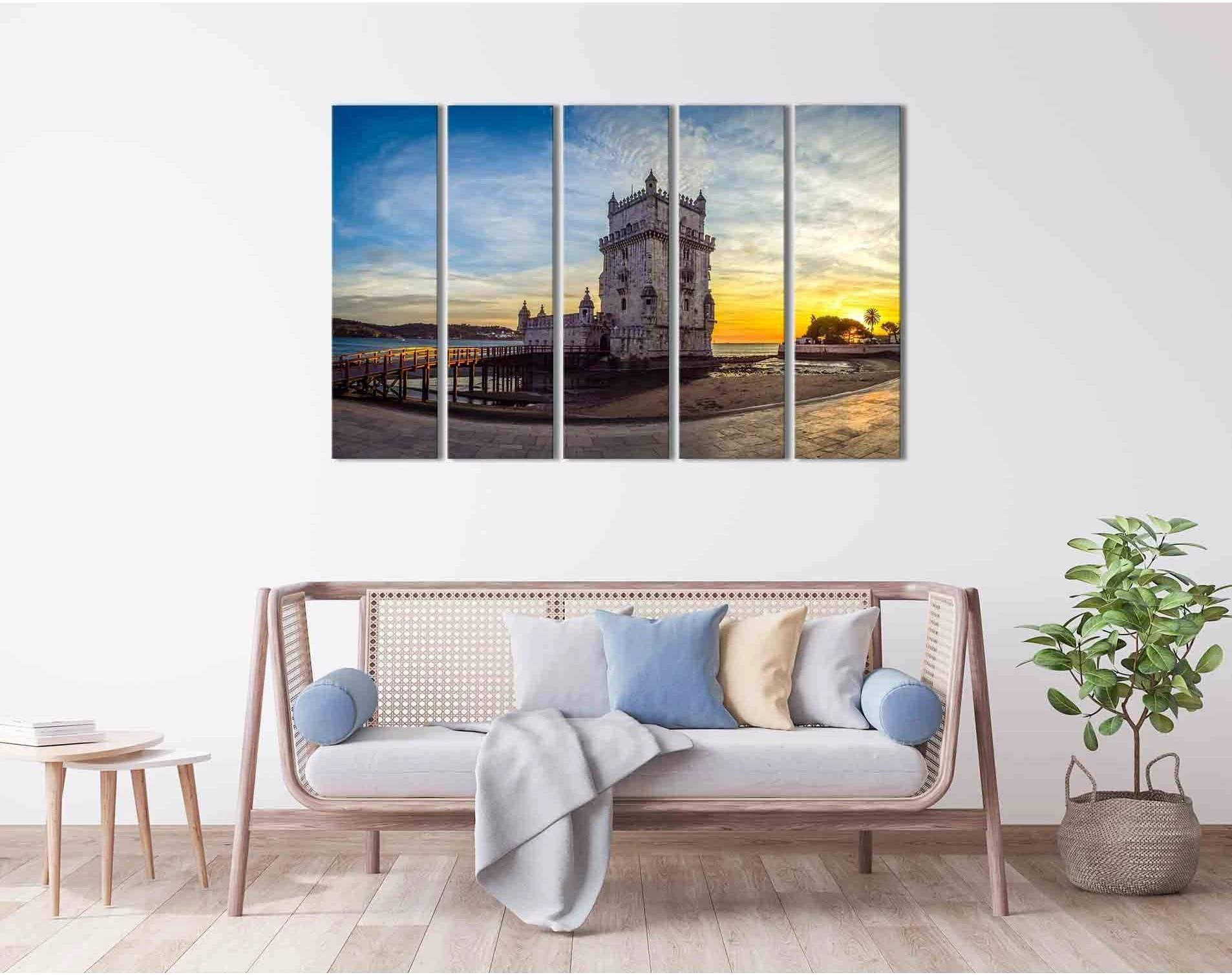 Belem tower №D1219 Ready to Hang Canvas Print - Zellart Canvas Prints 0new, ALL_Products, Sunrise & sunset wall art