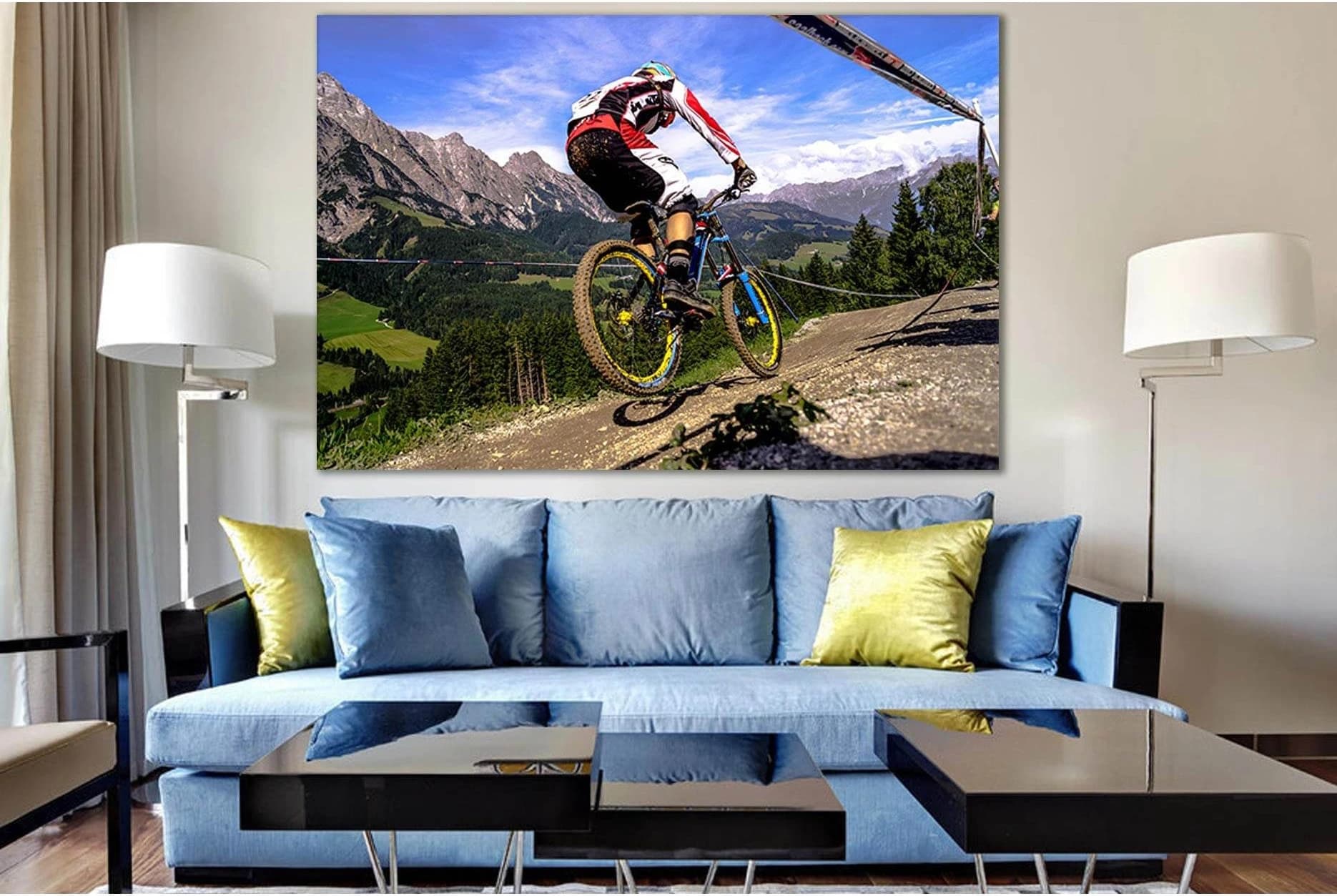 Bicycle In The Mountains №SL934 Ready to Hang Canvas Print - Zellart Canvas Prints 0new, ALL_Products, Sports & Motivation